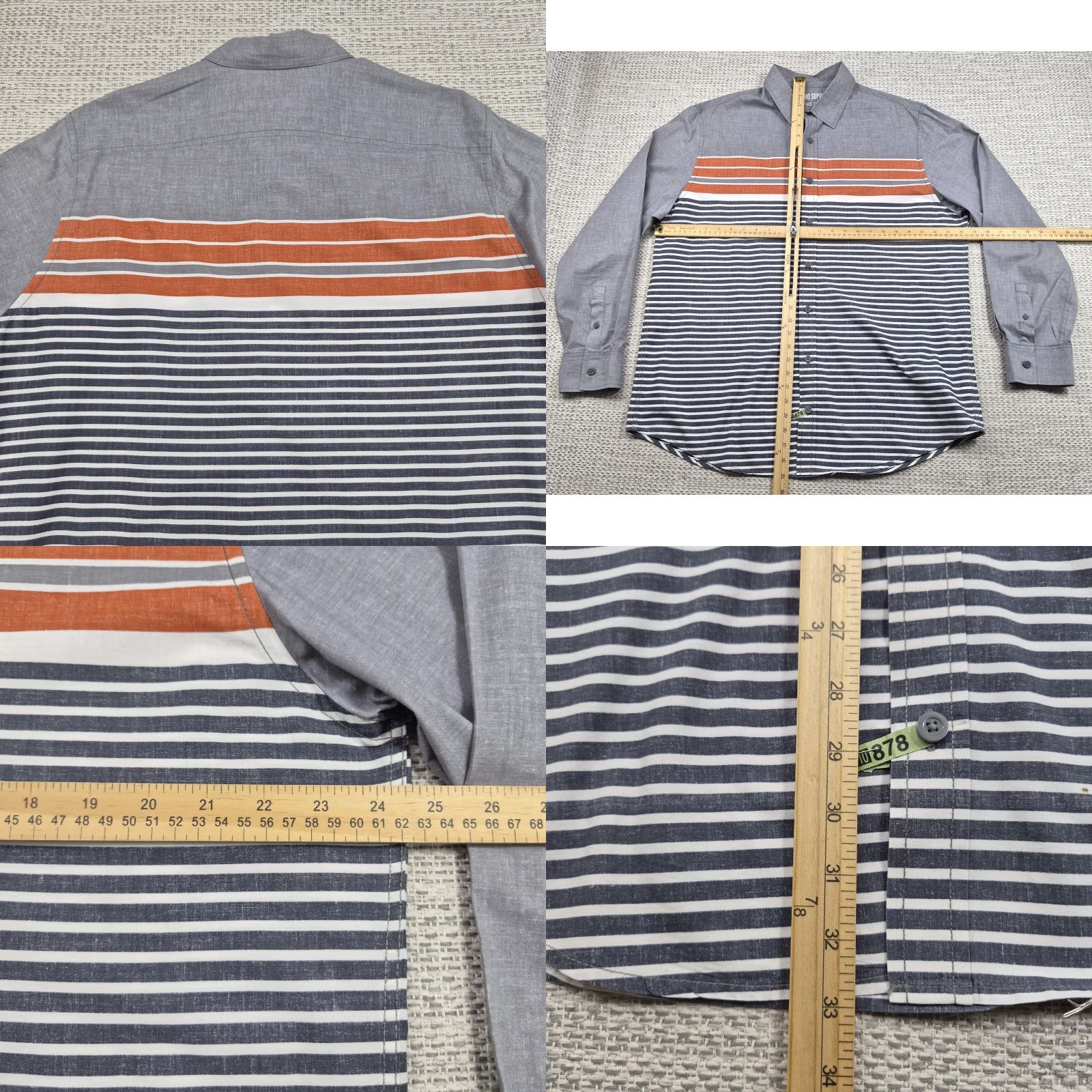 Mossimo Mossimo Supply Co Button Up Shirt Mens XL Gray Orange Striped Long Sleeve Shirt Size US XL / EU 56 / 4 - 8 Thumbnail