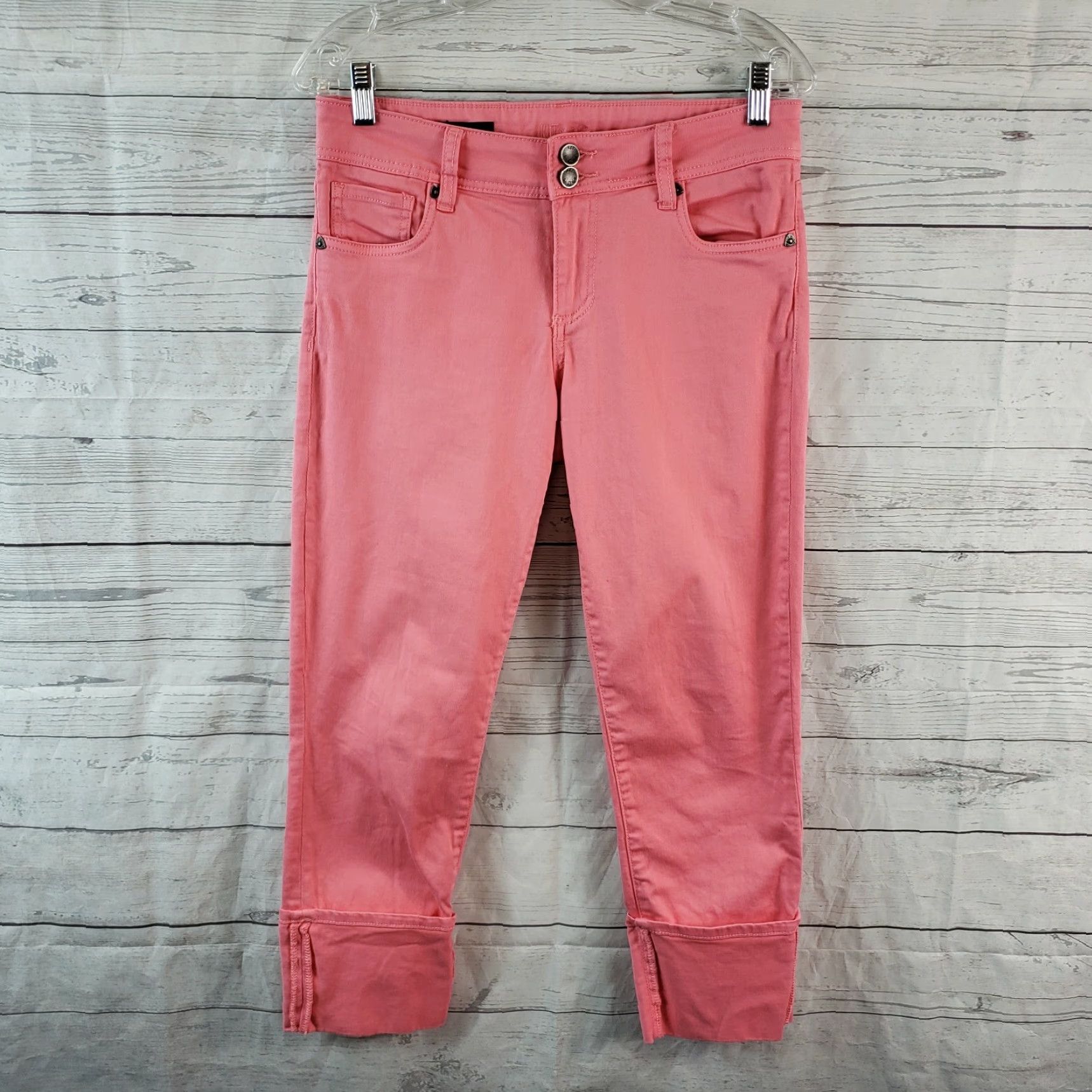 Vintage KUT from the Kloth Womens Cameron Straight Leg Cropped Jeans Sz 4 Pink Cuffed Size 27" / US 4 / IT 40 - 2 Thumbnail