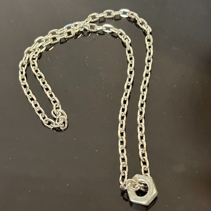 Handmade Silver Stainless Steel Strand Necklace Punk Gift Nuts Bolts Size ONE SIZE - 5 Thumbnail