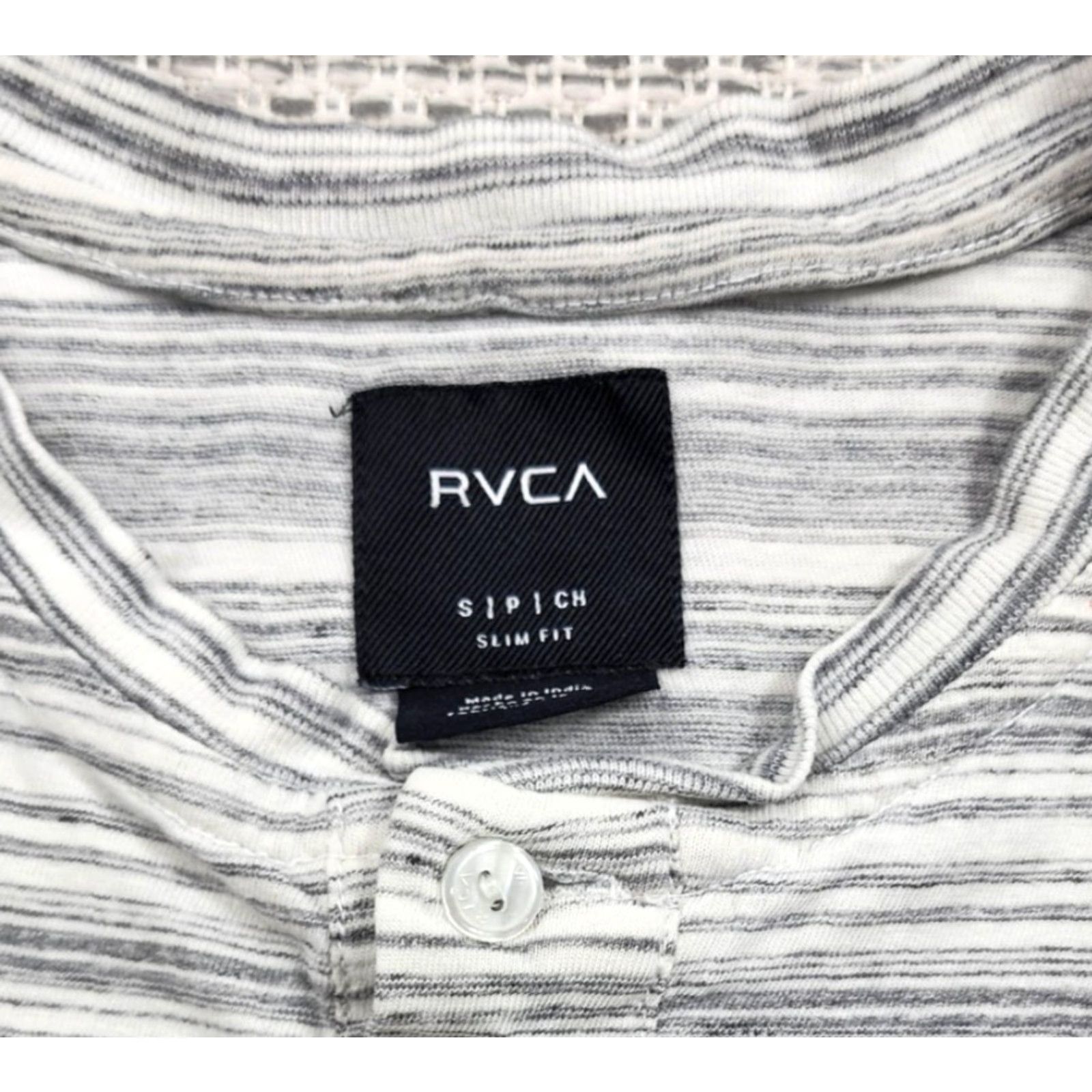 RVCA RVCA Shirt Mens Small Gray White Striped Lightweight Henley Short Sleeve Soft Size US S / EU 44-46 / 1 - 5 Thumbnail