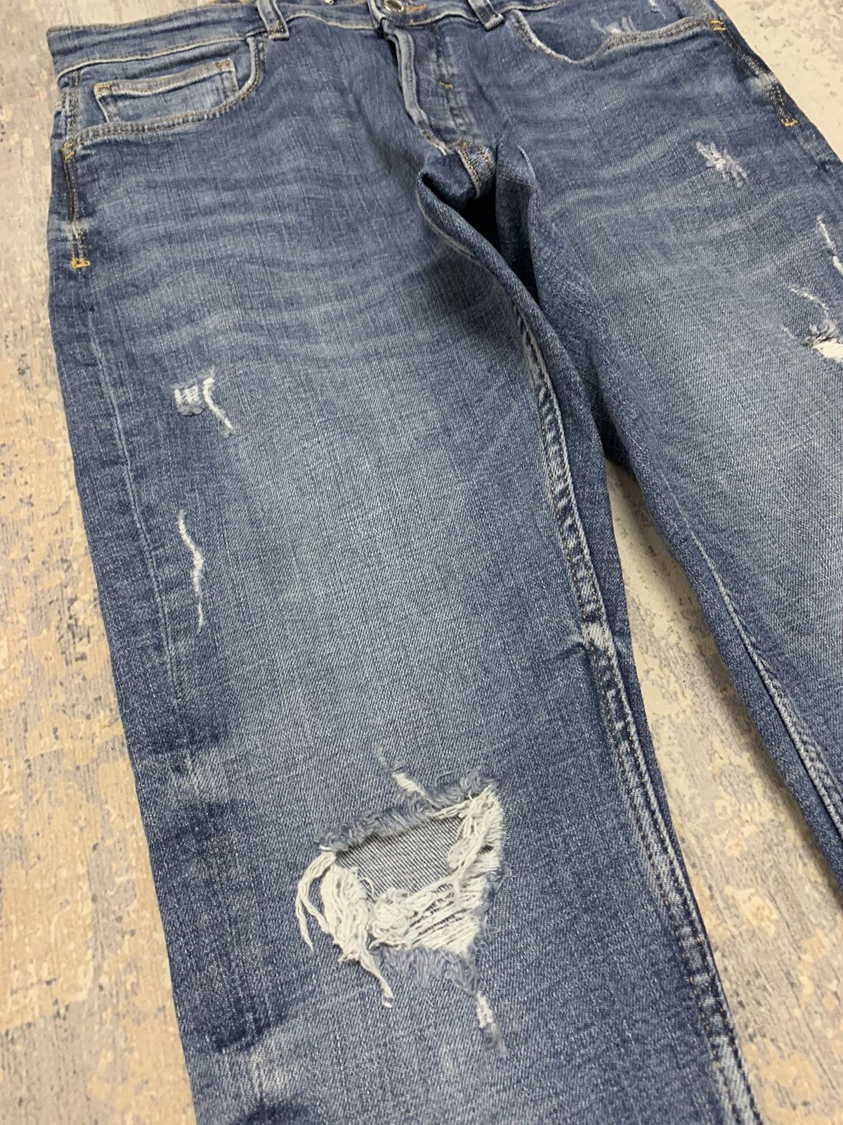 Designer × Jean × Zara Zara Thrasher Skinny-Fit Distressed Jeans 34x30 Size US 34 / EU 50 - 6 Thumbnail
