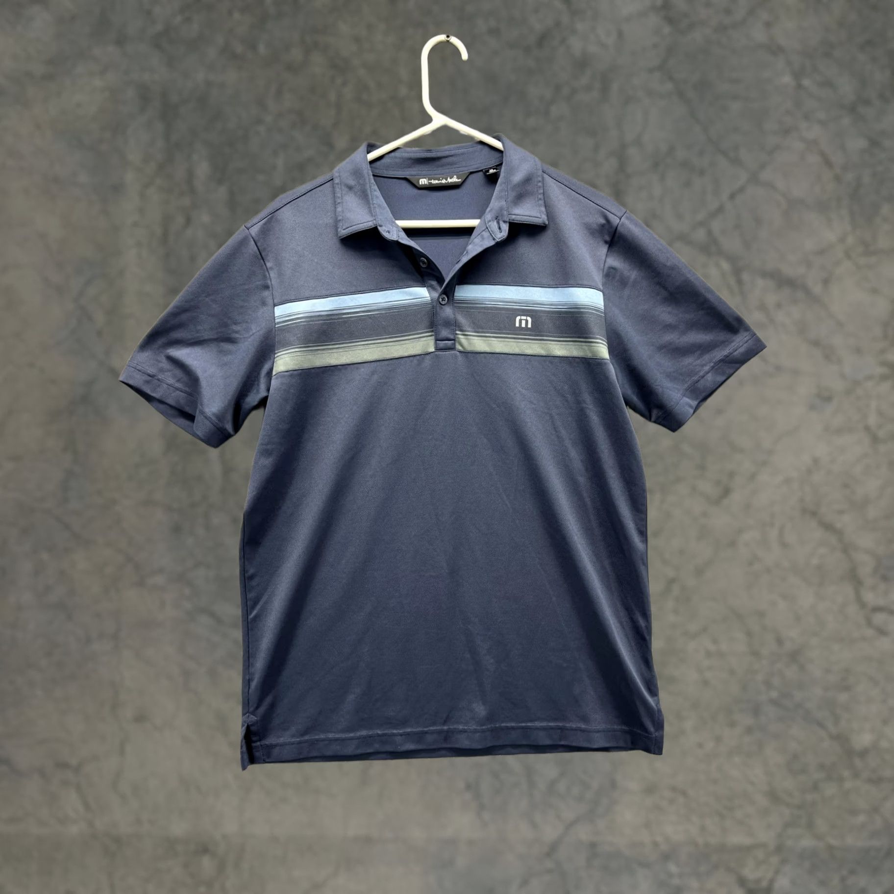 TravisMathew Travis Mathew Polo Shirt Mens Medium Blue Stripe Golf Performance Short Sleeve Shirt Size US M / EU 48-50 / 2 - 1 Thumbnail