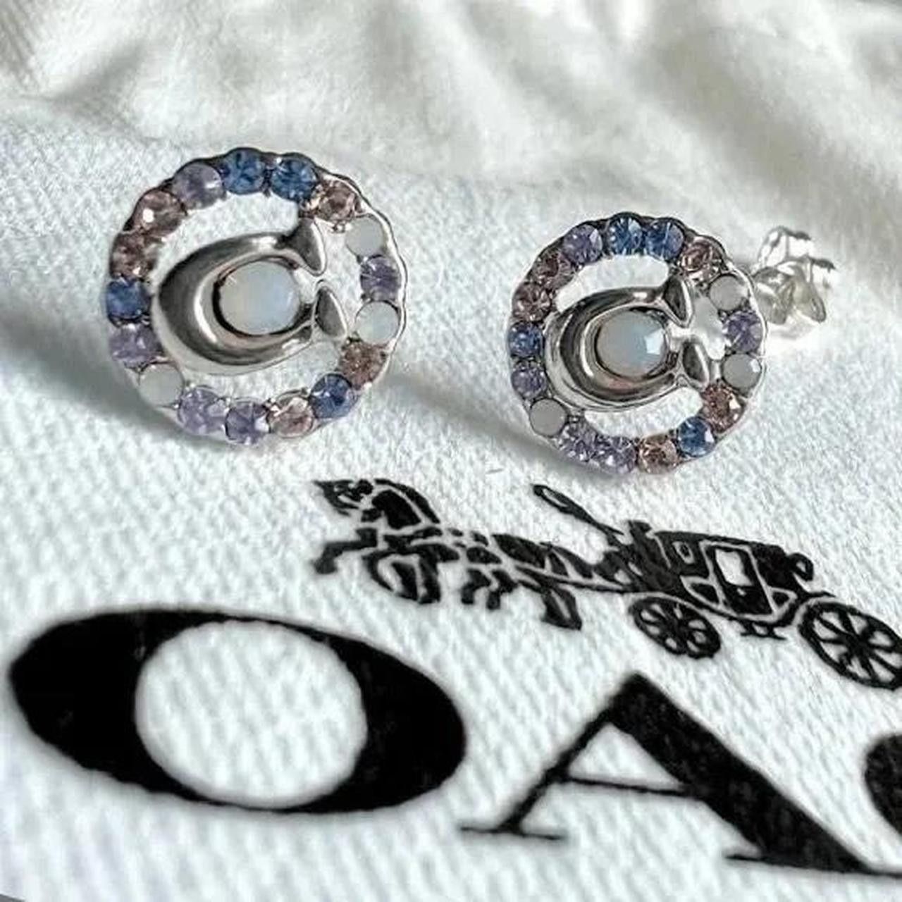 Coach Coach rainbow pink purple blue opal crystal silver earrings Size ONE SIZE - 3 Thumbnail