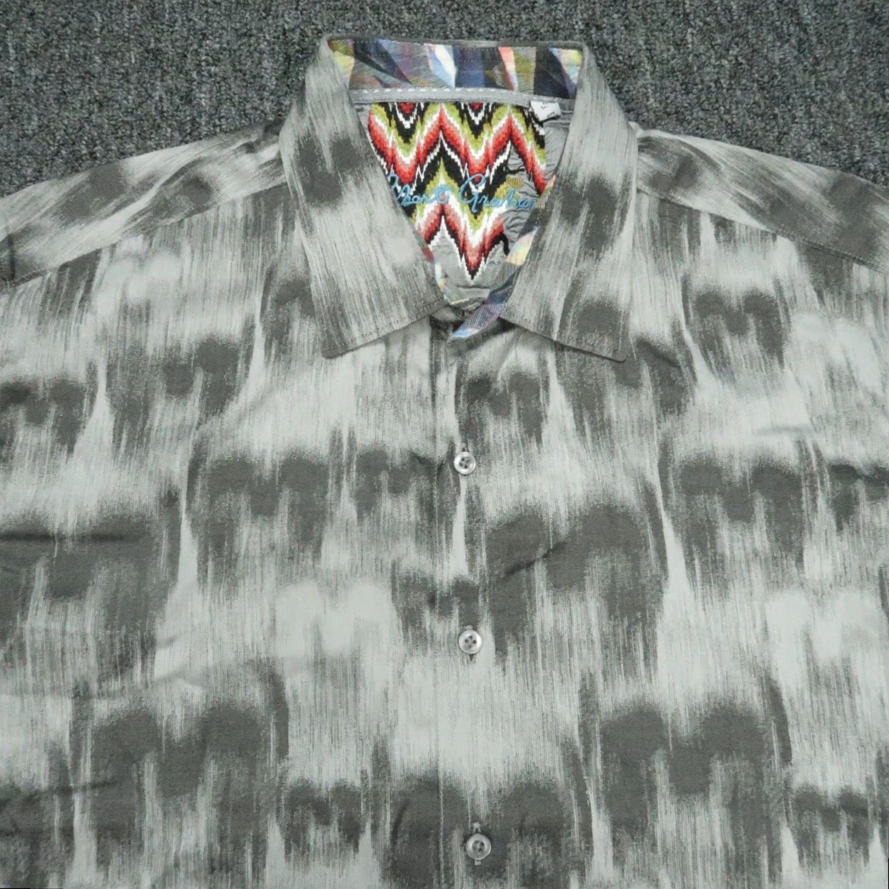 Robert Graham Robert Graham Shirt Mens XL Gray Abstract Flip Cuff Long Sleeve Button-Up Geometric 50 in Chest Regular Fit Vintage No Size US XL / EU 56 / 4 - 2 Thumbnail