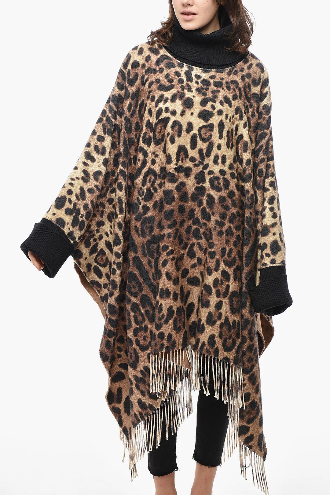 Dolce & Gabbana og1mm0426 Wool-Blend Poncho Coat in Brown Size S / US 4 / IT 40 - 1 Thumbnail