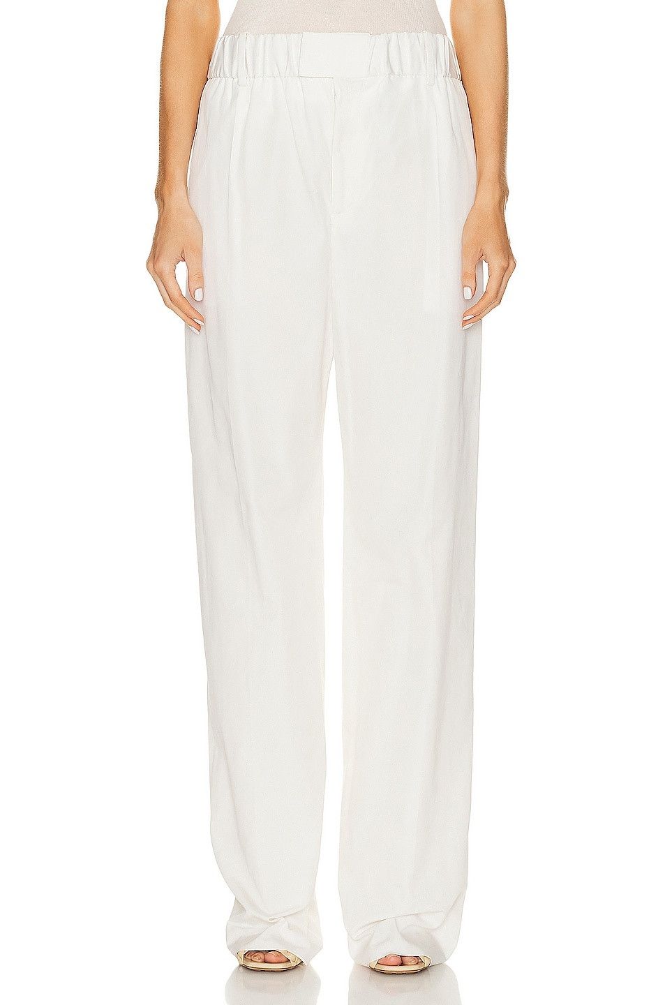 Bottega Veneta o1n1vont0925 Compact Cotton Trousers in White Size 27" / US 4 / IT 40 - 1 Thumbnail