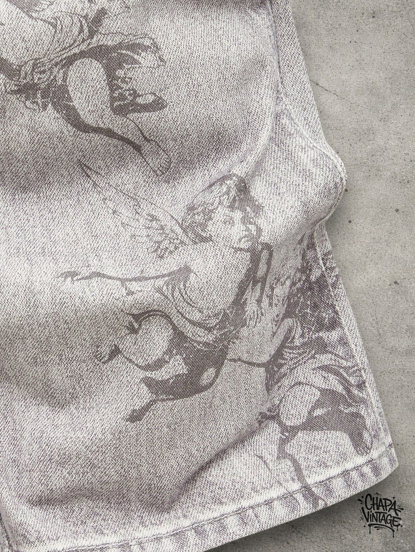 Japanese Brand Slim stacked graphic jeans Size US 32 / EU 48 - 4 Thumbnail