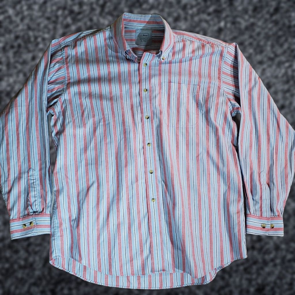 Vintage VINTAGE LL Bean Signature Mens Button-up Red Striped Cotton Shirt Long Sleeve XL Size Mens Red Plaid 90s Camping Outdoors USA Shirt Mens Size US XL / EU 56 / 4 - 1 Thumbnail