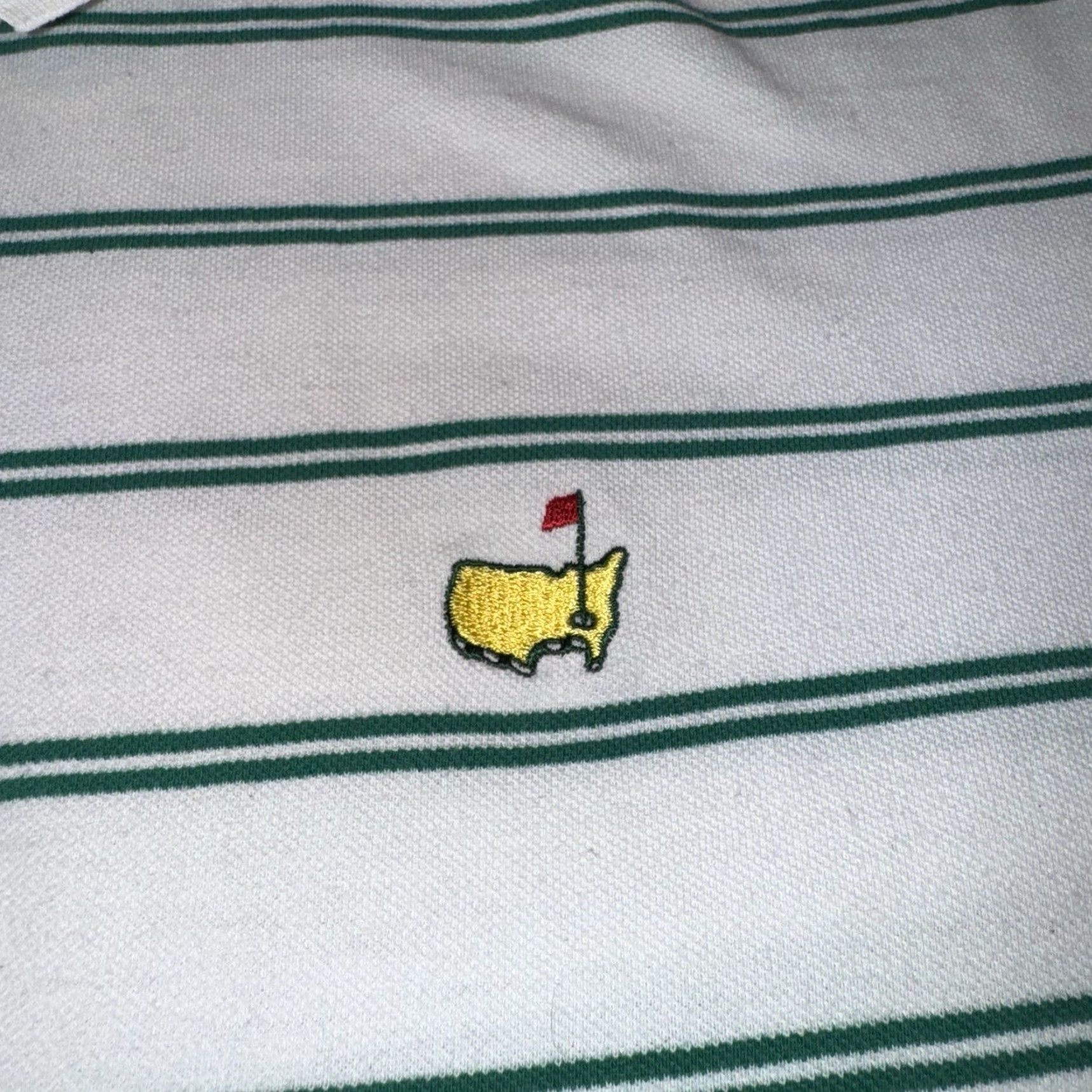 Vintage Masters Collection Polo Shirt Men’s XL 2013 Golf Logo White Green Striped Polo Shirt Men’s XL 2013 Golf Logo White Green Striped Size US XL / EU 56 / 4 - 2 Thumbnail