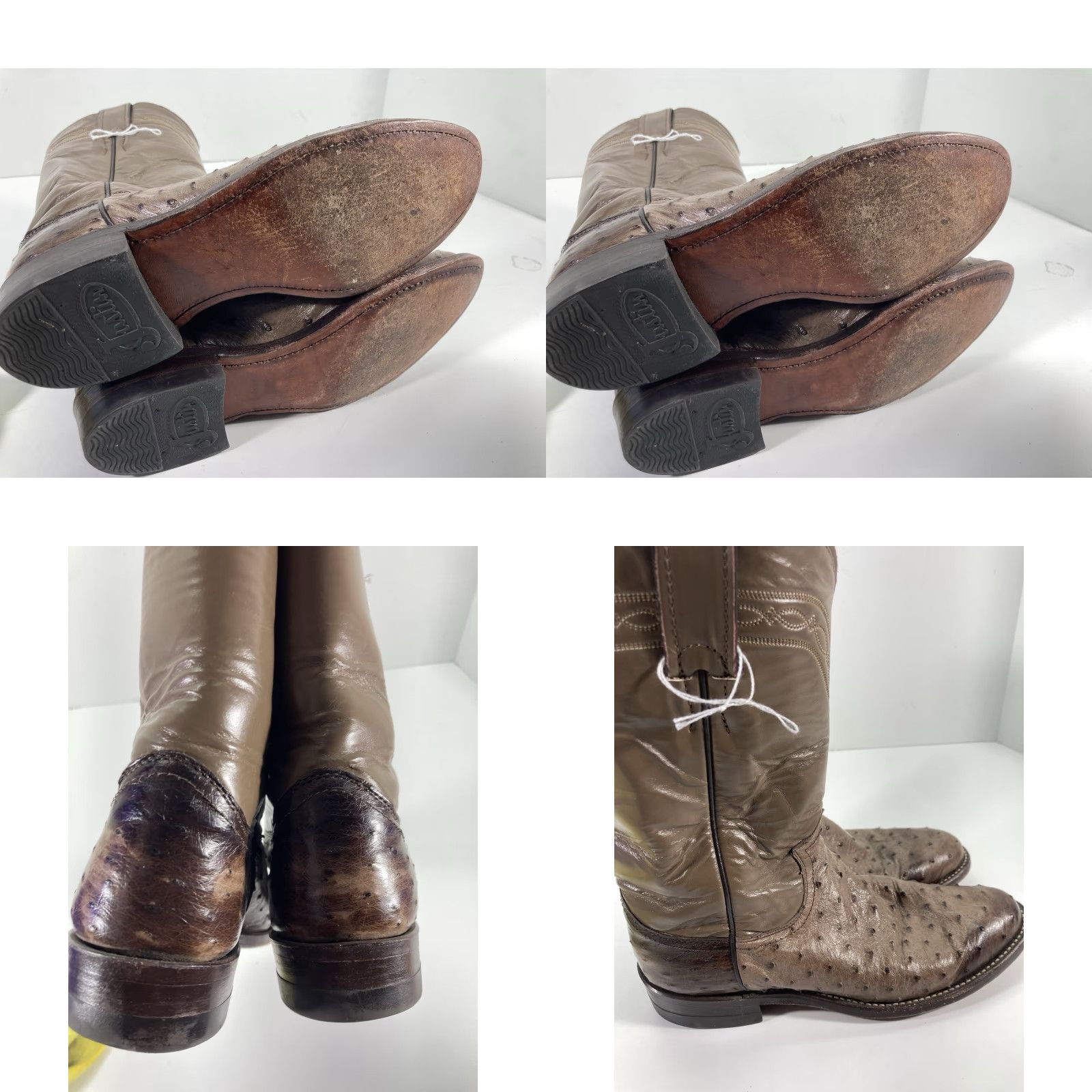 Justin Boots Justin Boots Women Full Quill Ostrich Size 6 Narrow Taupe Exotic Leather Y4283 Size US 6 / IT 36 - 9 Thumbnail