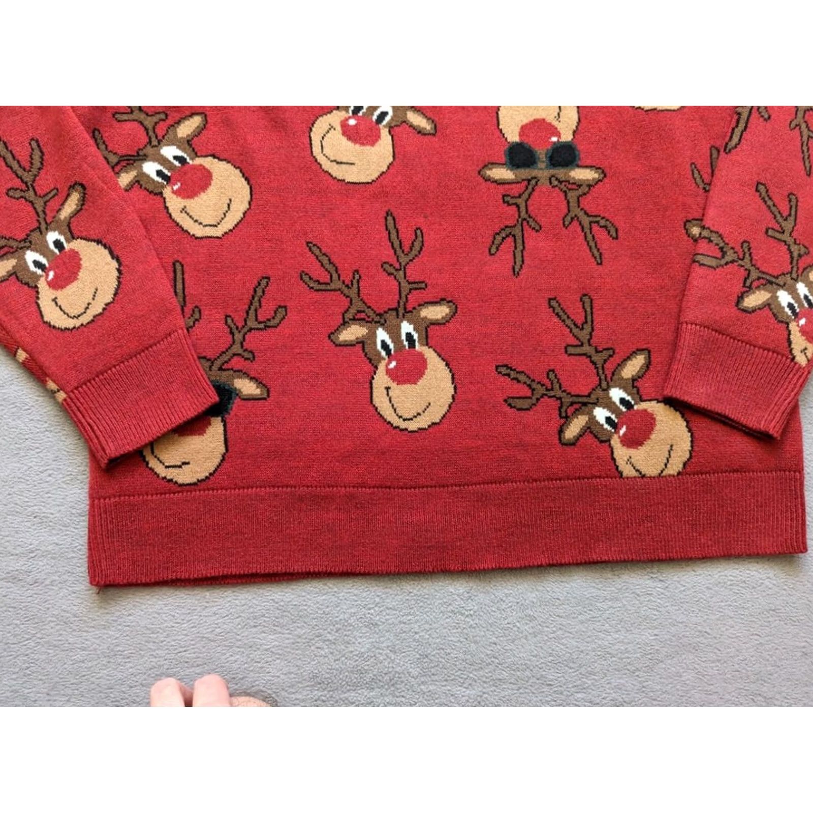 George George Christmas Rudolph Deer Sweater Men L Red Size US L / EU 52-54 / 3 - 5 Thumbnail