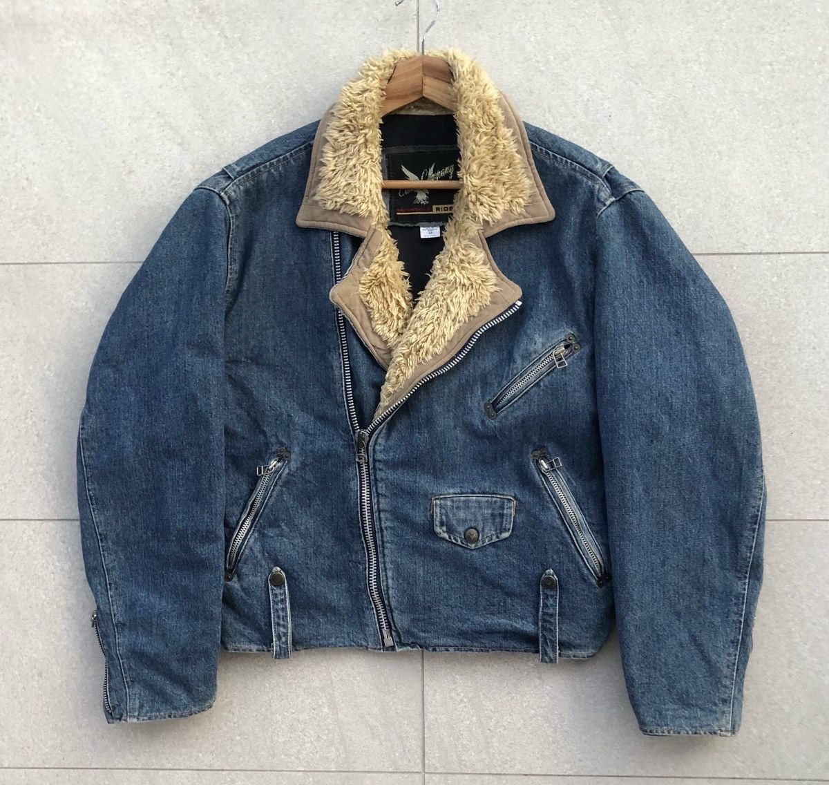 Edwin VTG Edwin Motorcycle Rider Double Fur Collar Denim Jacket Size US M / EU 48-50 / 2 - 1 Thumbnail