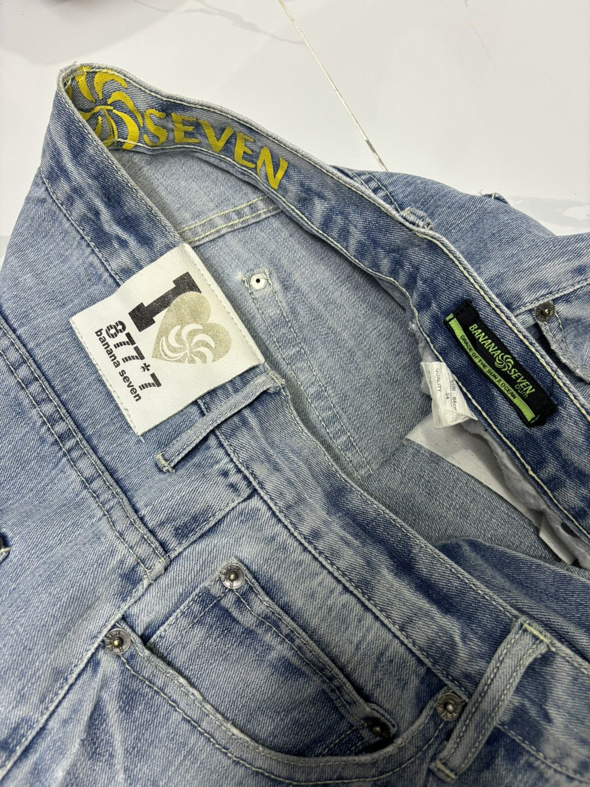 If Six Was Nine Vintage Banana Seven Blue Wash Distressed Denim Jean Size US 32 / EU 48 - 8 Thumbnail