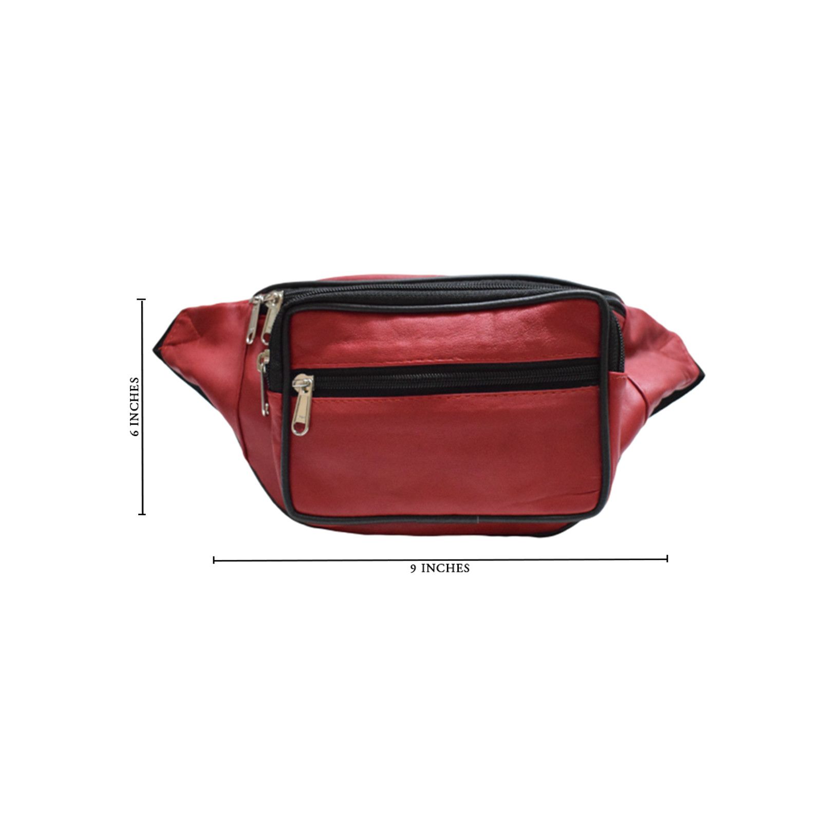 Other Red Leather Fanny Pack with Multiple Zipper Pockets Size ONE SIZE - 4 Thumbnail