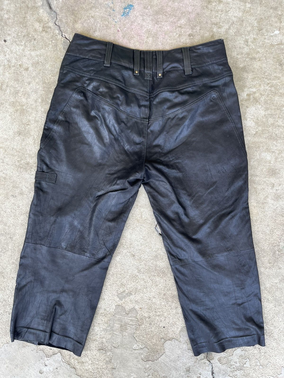 Genuine Leather Cropped 3/4 Leather Pants Techno Rave Size US 33 - 7 Thumbnail
