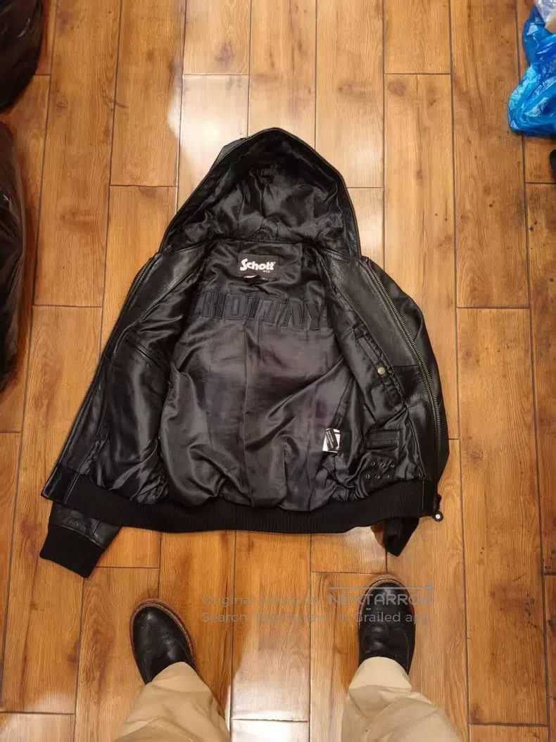 Schott Schott Calfskin hooded biker men's leather jacket Size US S / EU 44-46 / 1 - 3 Thumbnail