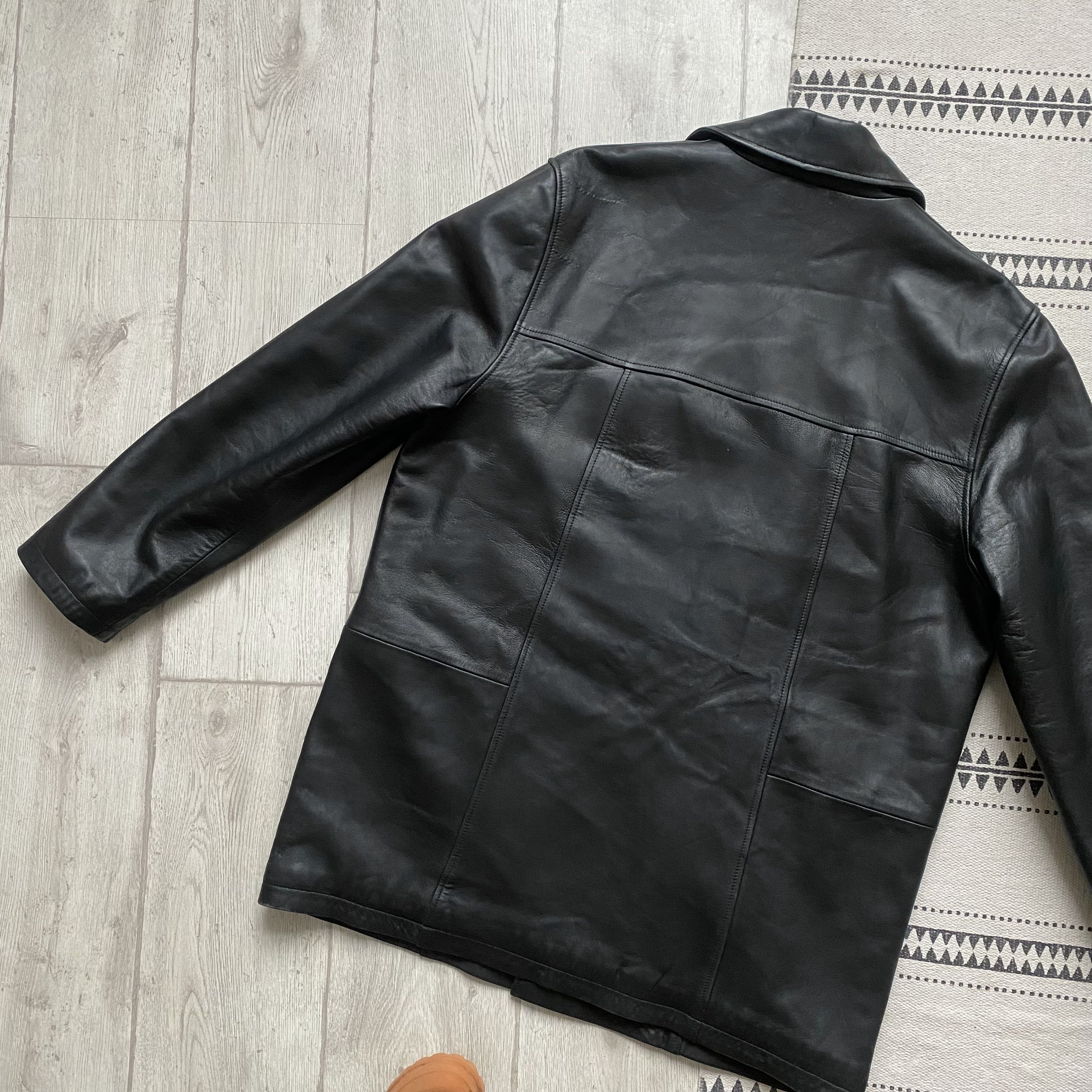Genuine Leather 🔥 Vintage 90s Designer Leather Jacket USA Balenciaga style Size US L / EU 52-54 / 3 - 5 Thumbnail