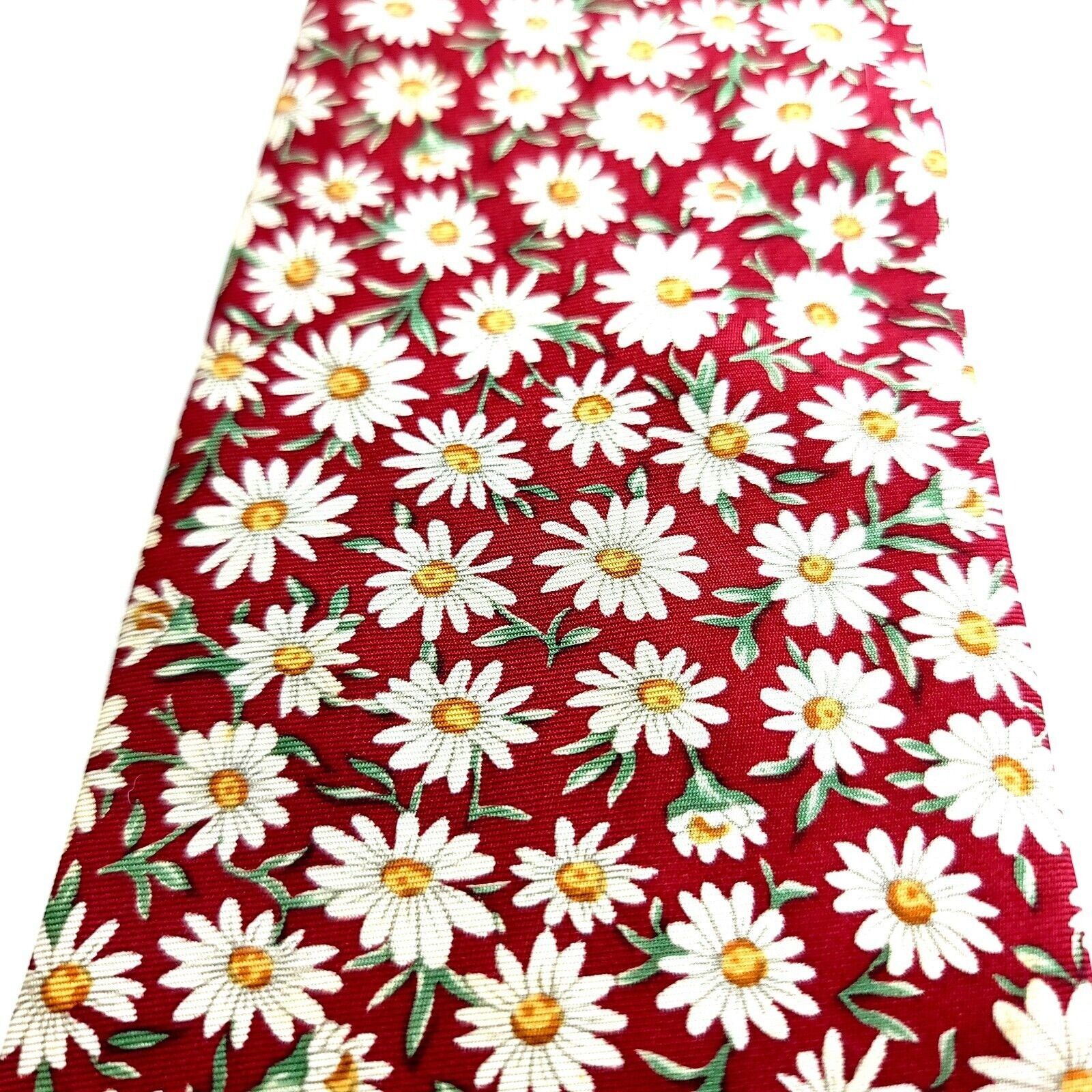 Designer Tango Max Raab Red Floral Print Short Wide Silk Tie Size ONE SIZE - 2 Thumbnail