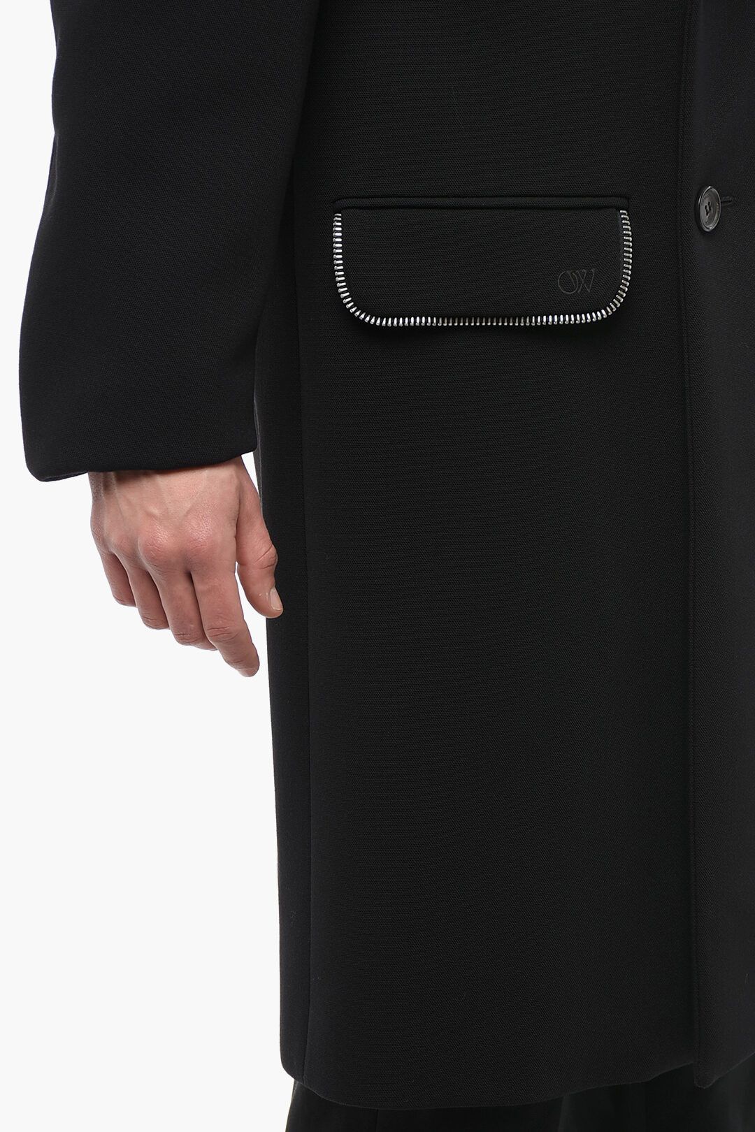 Off-White og1mm1025 Double-breasted Virgin Wool Coat in Black Size US M / EU 48-50 / 2 - 3 Thumbnail