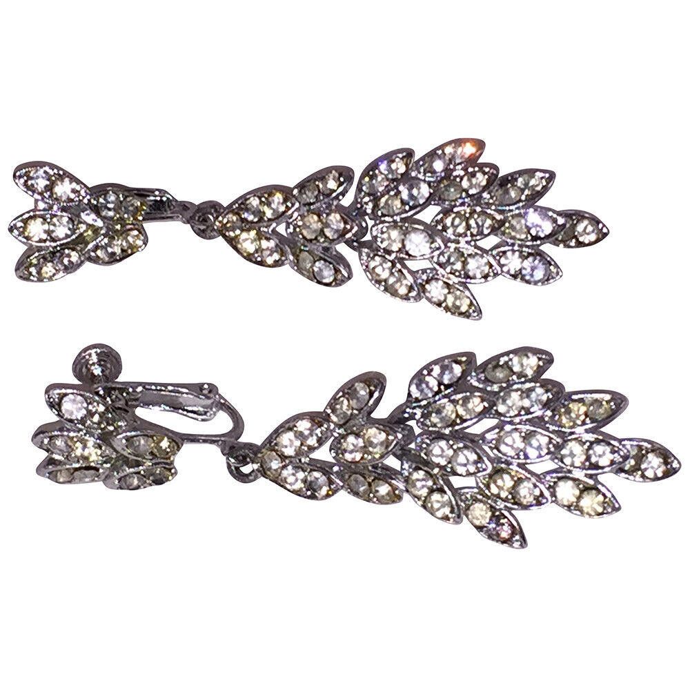 Designer Vintage Clear White Rhinestone Dangle Earrings Size ONE SIZE - 3 Thumbnail