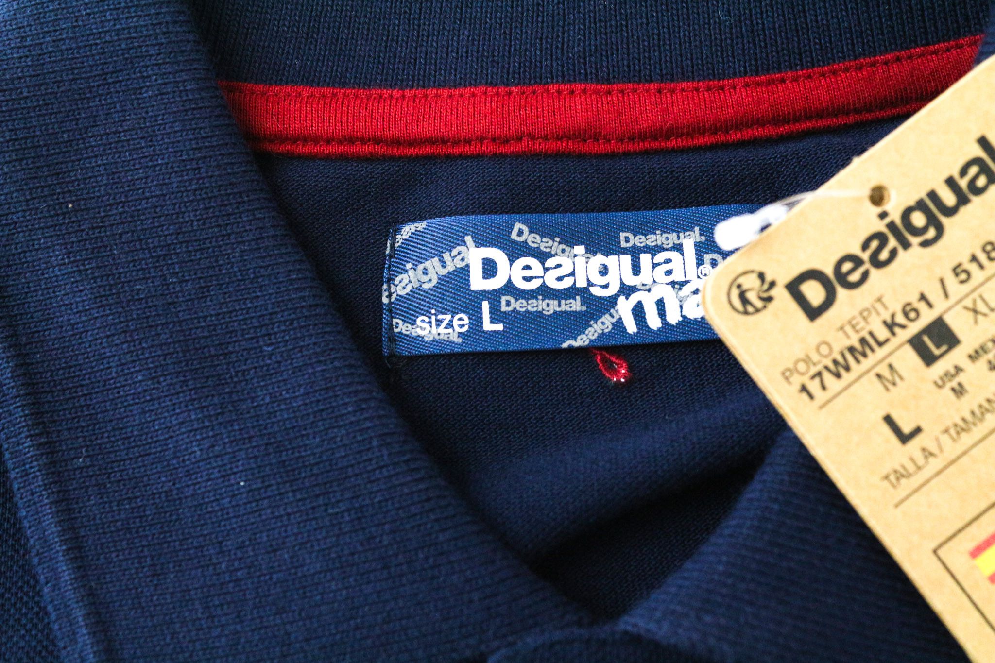 Desigual TEPIT L Navy Cotton Patterned Polo Shirt 74473 Size US L / EU 52-54 / 3 - 6 Thumbnail