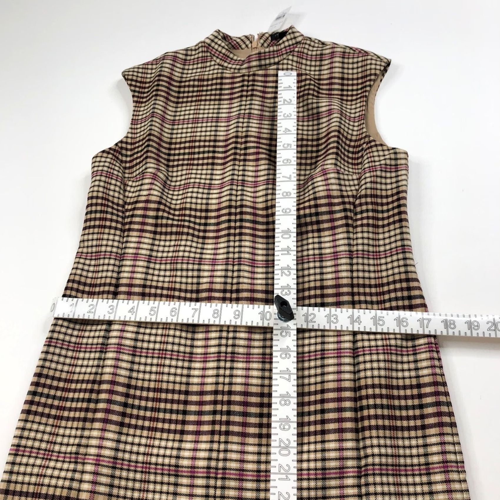 Vintage Ann Taylor Dress Pencil Beige Mock Neck Midi 6 Women Sleeveless Plaid Casual Vintage Not Applicable Size M / US 6-8 / IT 42-44 - 6 Thumbnail
