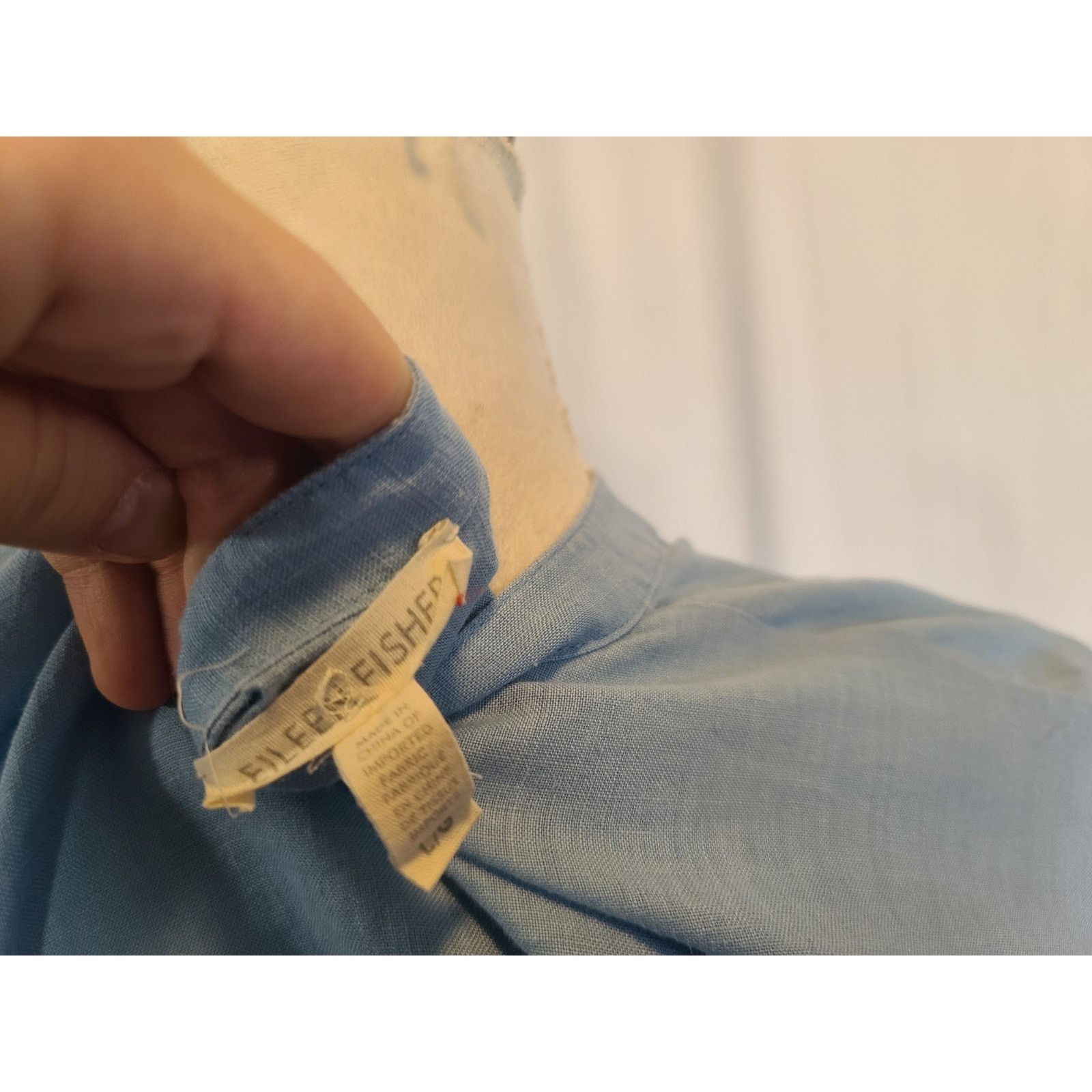 Eileen Fisher Eileen Fisher 100% Organic Linen Light Blue Blouse Top Large Size L / US 10 / IT 46 - 5 Thumbnail