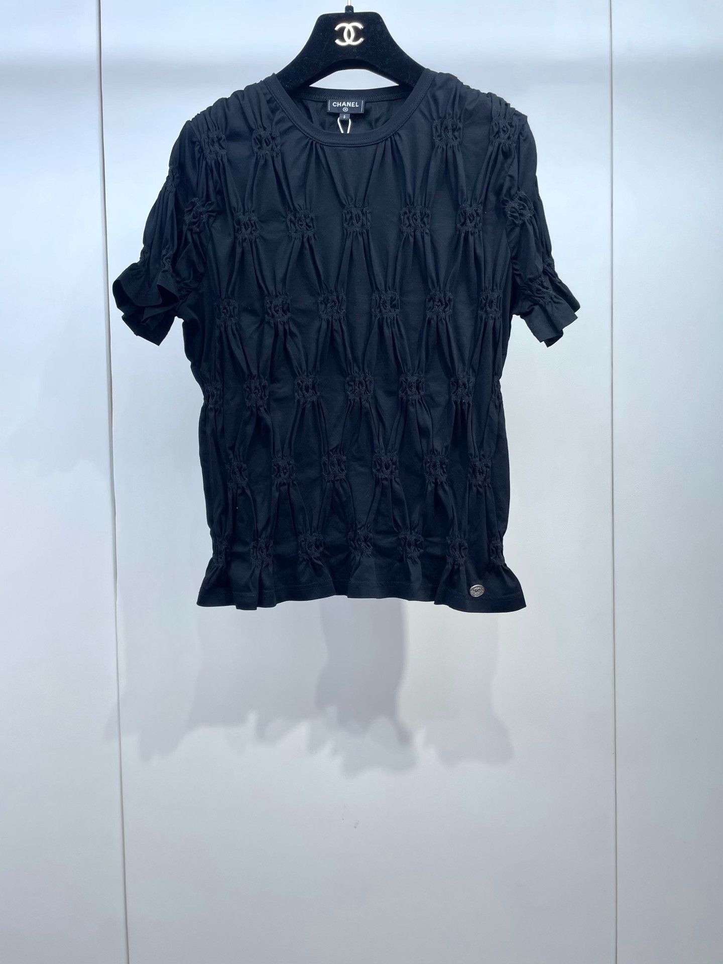 Chanel Chanel Black Pleated Double C Short Sleeve Size S / US 4 / IT 40 - 1 Thumbnail