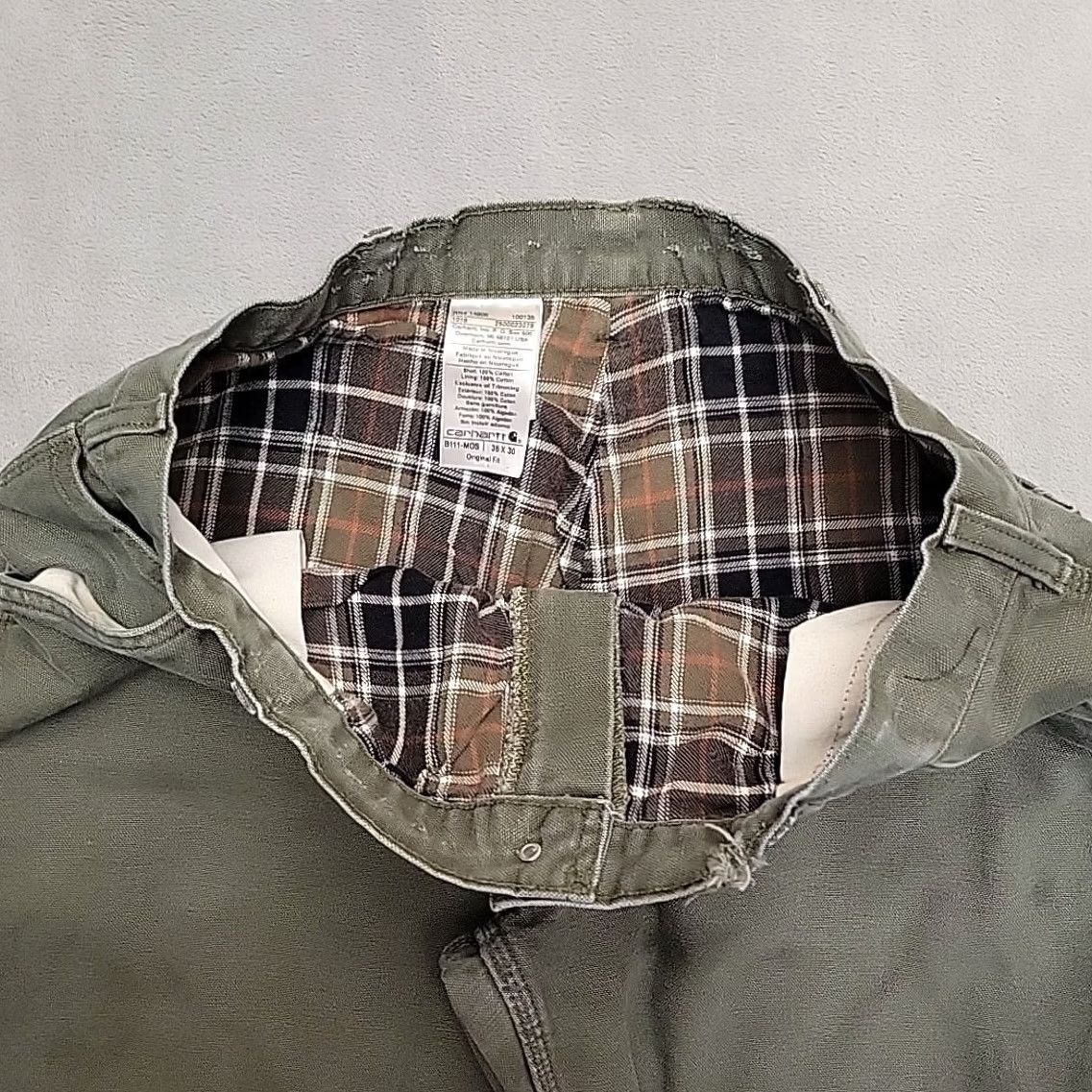 Carhartt Carhartt Pants Men 36x30 Moss Green Flannel Lined Canvas Carpenter B111 Workwear Size US 36 / EU 52 - 4 Thumbnail