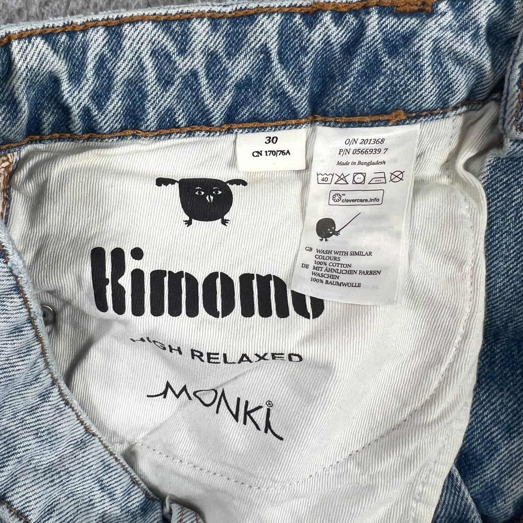 Vintage Monki Jeans Women's 30 Light Wash Blue Denim 5-Pocket Straight Regular Size 30 Womens Size 30" / US 8 / IT 44 - 7 Thumbnail