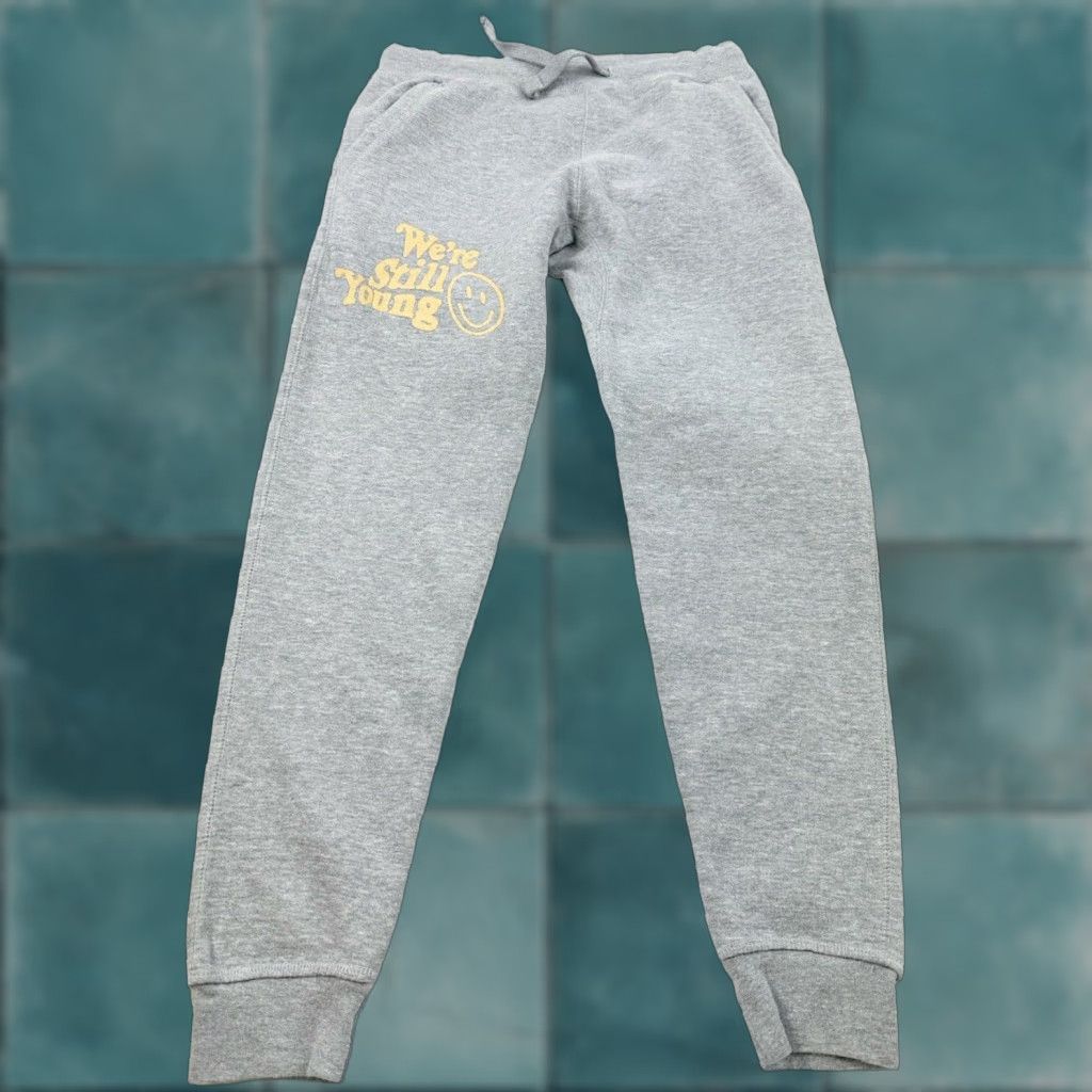 Vintage Fanjoy Sweatpants Men L Gray We’re Still Young Pockets Elastic Waist Comfort Fleece Activewear Pull On Size US 33 - 1 Thumbnail