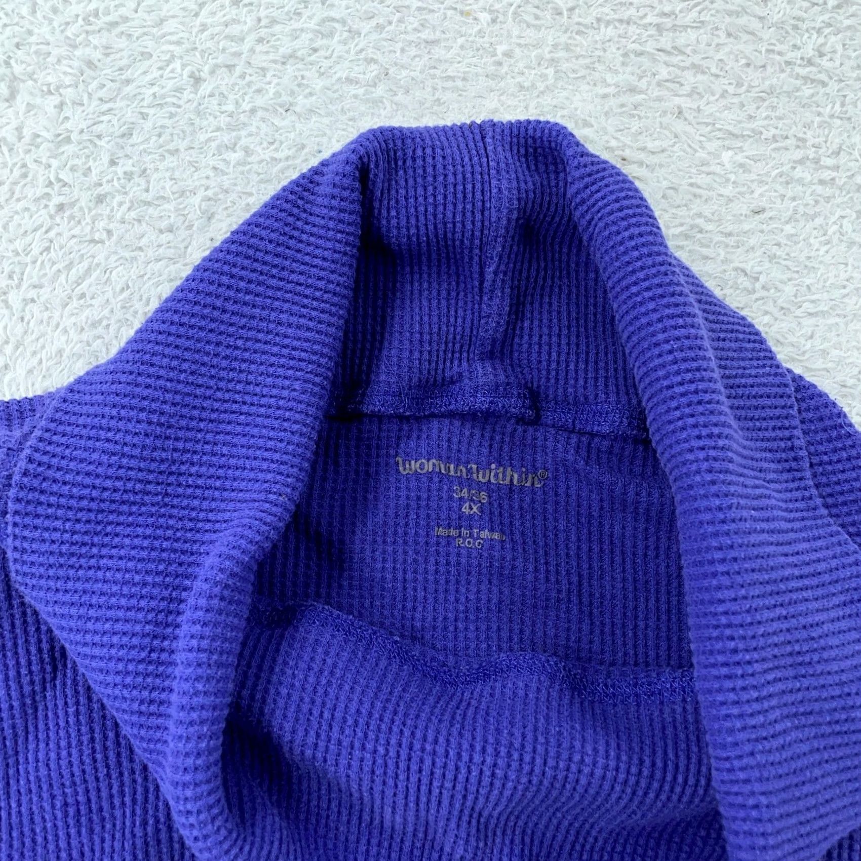 Vintage Woman Within Purple Waffle Knit Turtleneck Pullover Sweater 4X Raglan 3/4 Sleeve XS–3X? Size XXL / US 16-18 / IT 52-54 - 7 Thumbnail