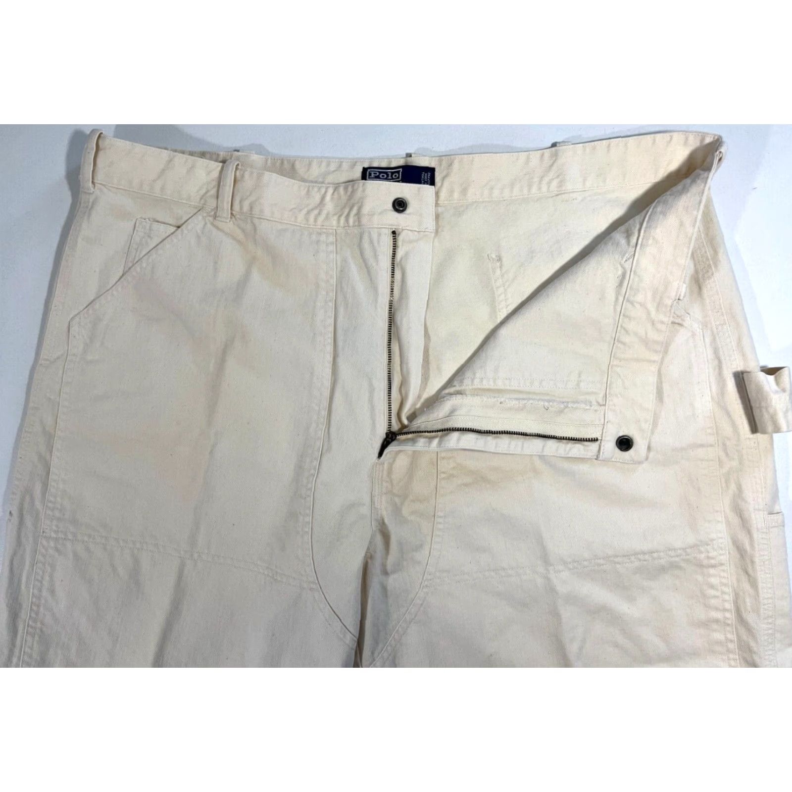 Polo Ralph Lauren Polo Ralph Lauren Men'S Carpenter Shorts 10" Sz 42 Off-White 90s Vintage Cotton Canvas Casual 42 Mens Size US XL / EU 56 / 4 - 7 Thumbnail