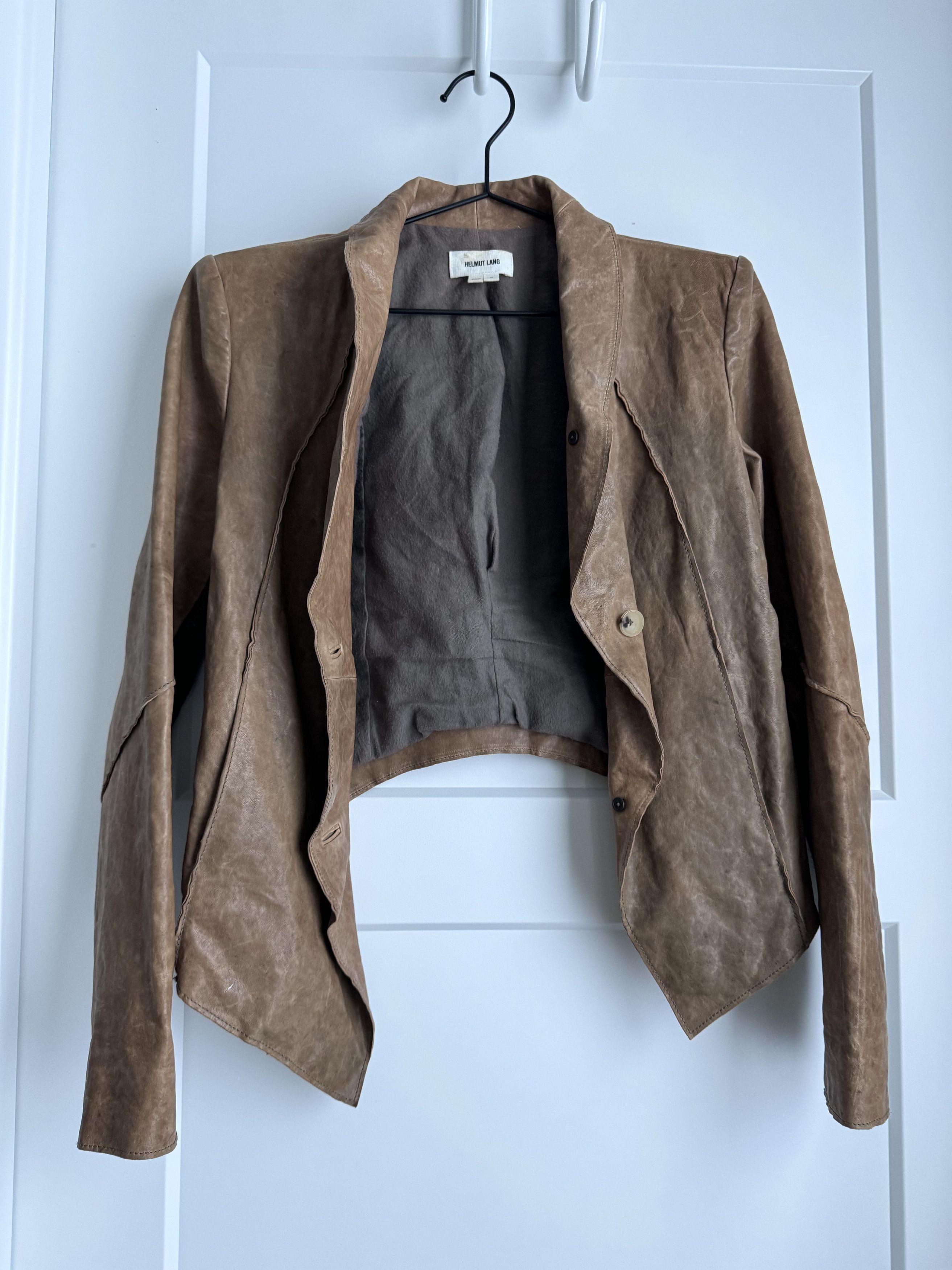 Image of Helmut Lang Brown Leather Jacket, Women's (Size Small)