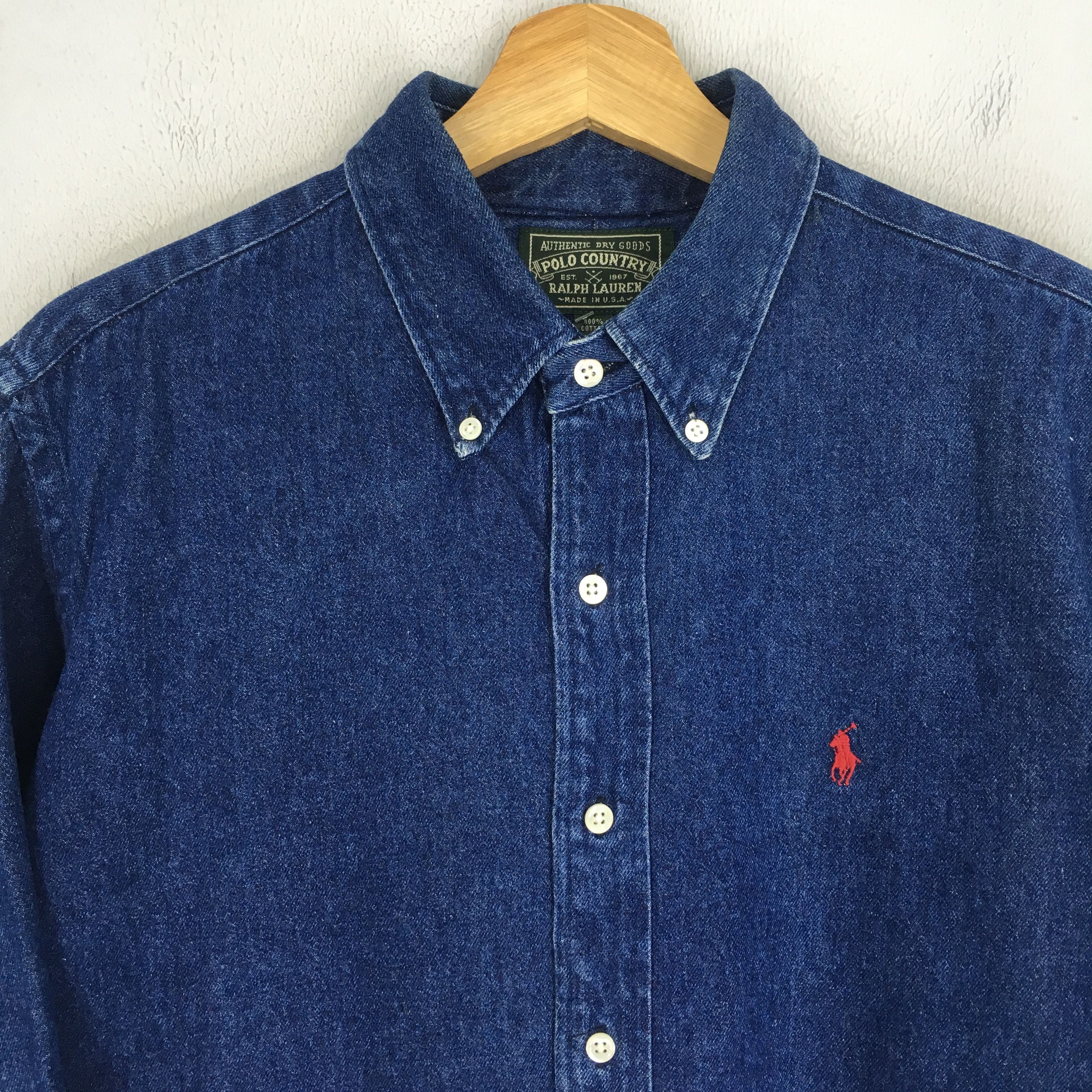 Polo Ralph Lauren Vintage 90's Polo Ralph Lauren Denim Shirt Polo Pony Jeans Size US M / EU 48-50 / 2 - 11 Thumbnail
