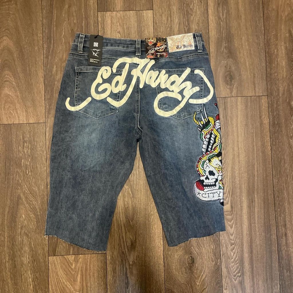 Ed Hardy Ed Hardy denim jeggings w/ design(cut at the bottom) Size 30" / US 8 / IT 44 - 1 Thumbnail