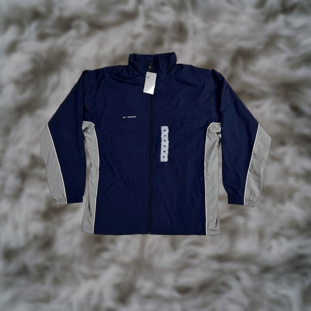 Reebok VINTAGE Reebok Windbreaker Jacket Mens M Navy Gray Lined NWT Y2K Size US M / EU 48-50 / 2 - 1 Thumbnail