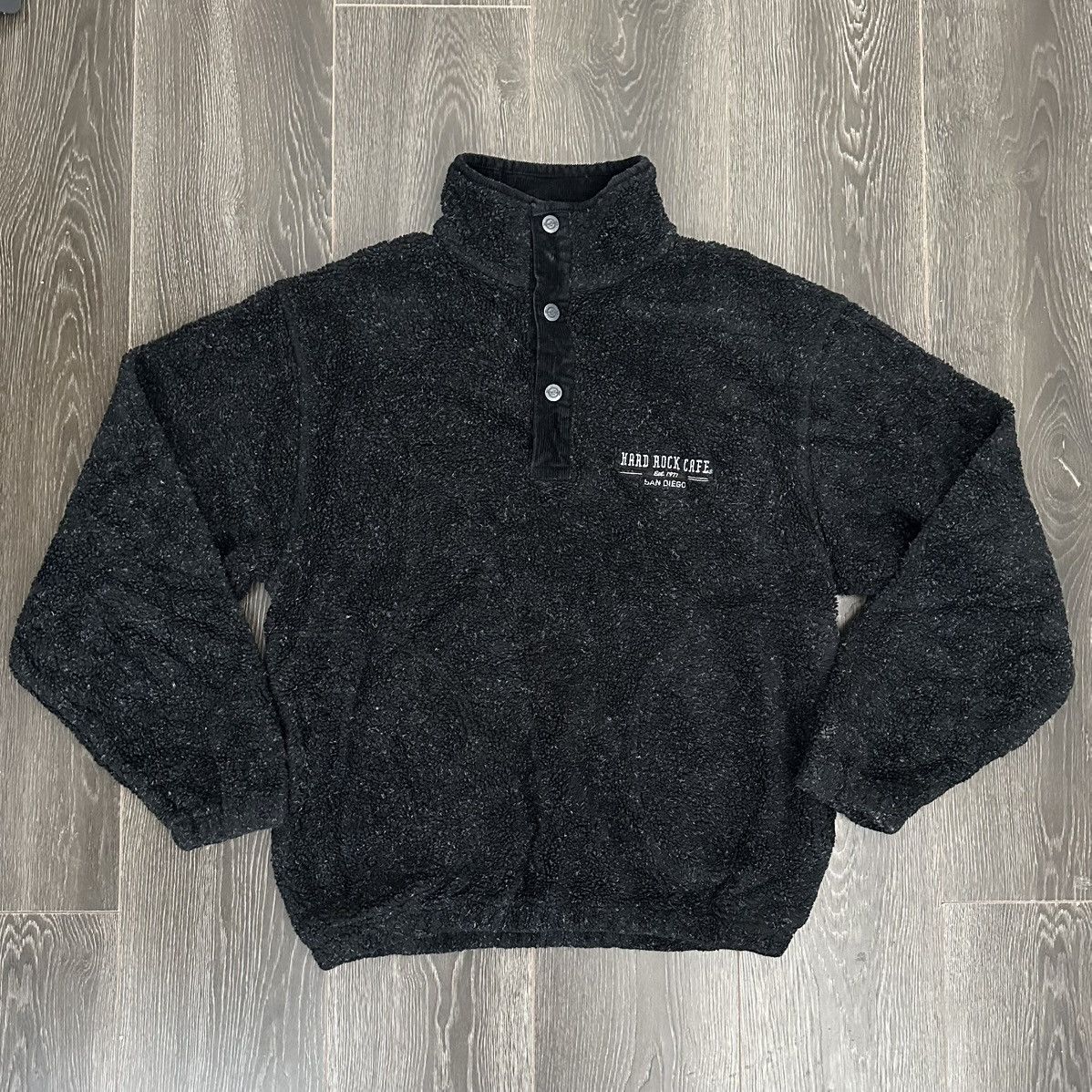 Hard Rock Cafe Rare Hard Rock Cafe Fleece Half Snap Black Pullover Size L Size US L / EU 52-54 / 3 - 1 Thumbnail