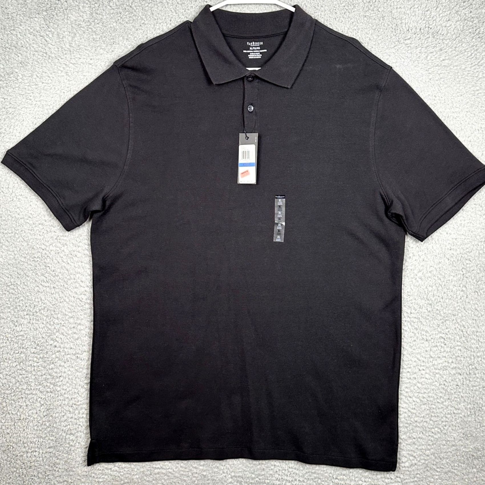 Van Heusen NEW Van Heusen Polo Shirt Mens XL Black Solid Rugby Casual Regular Fit Size US XL / EU 56 / 4 - 3 Thumbnail