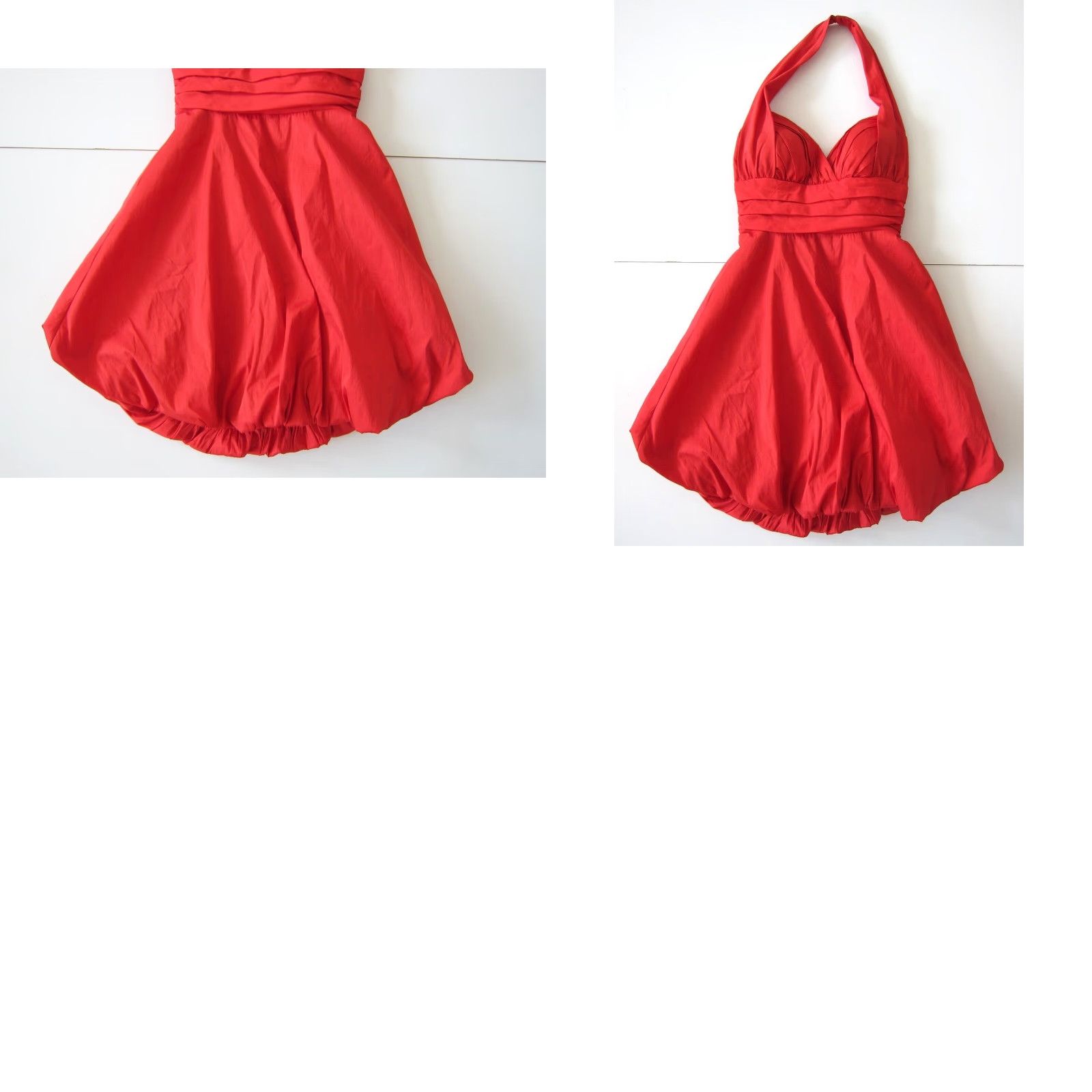 Vintage VINTAGE Betsy & Adam Linda Bernell Red Satin Ruched Puff Halter Party Cocktail Dress 4 Size S / US 4 / IT 40 - 8 Thumbnail