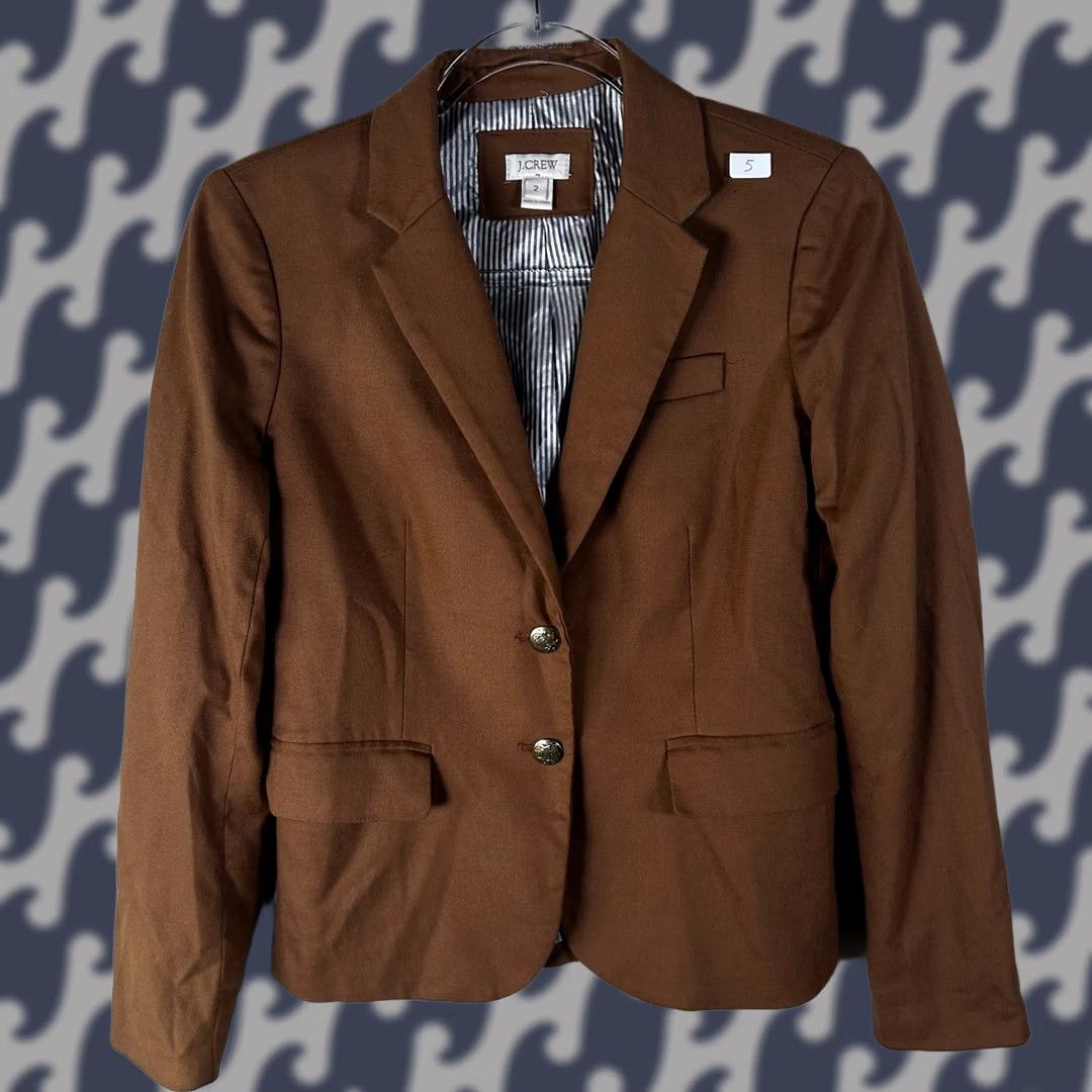 J.Crew VINTAGE J.Crew Schoolboy Blazer Brown Wool Blend Gold Crest Button Jacket Size 2 92480 Size XS / US 0-2 / IT 36-38 - 1 Thumbnail