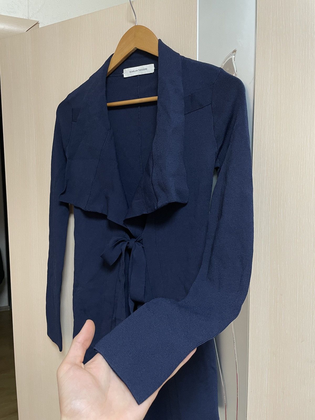 Scanlan Theodore Scanlan Theodore Crepe Knit Waterfall Cardigan Blue Size M Size M / US 6-8 / IT 42-44 - 9 Thumbnail