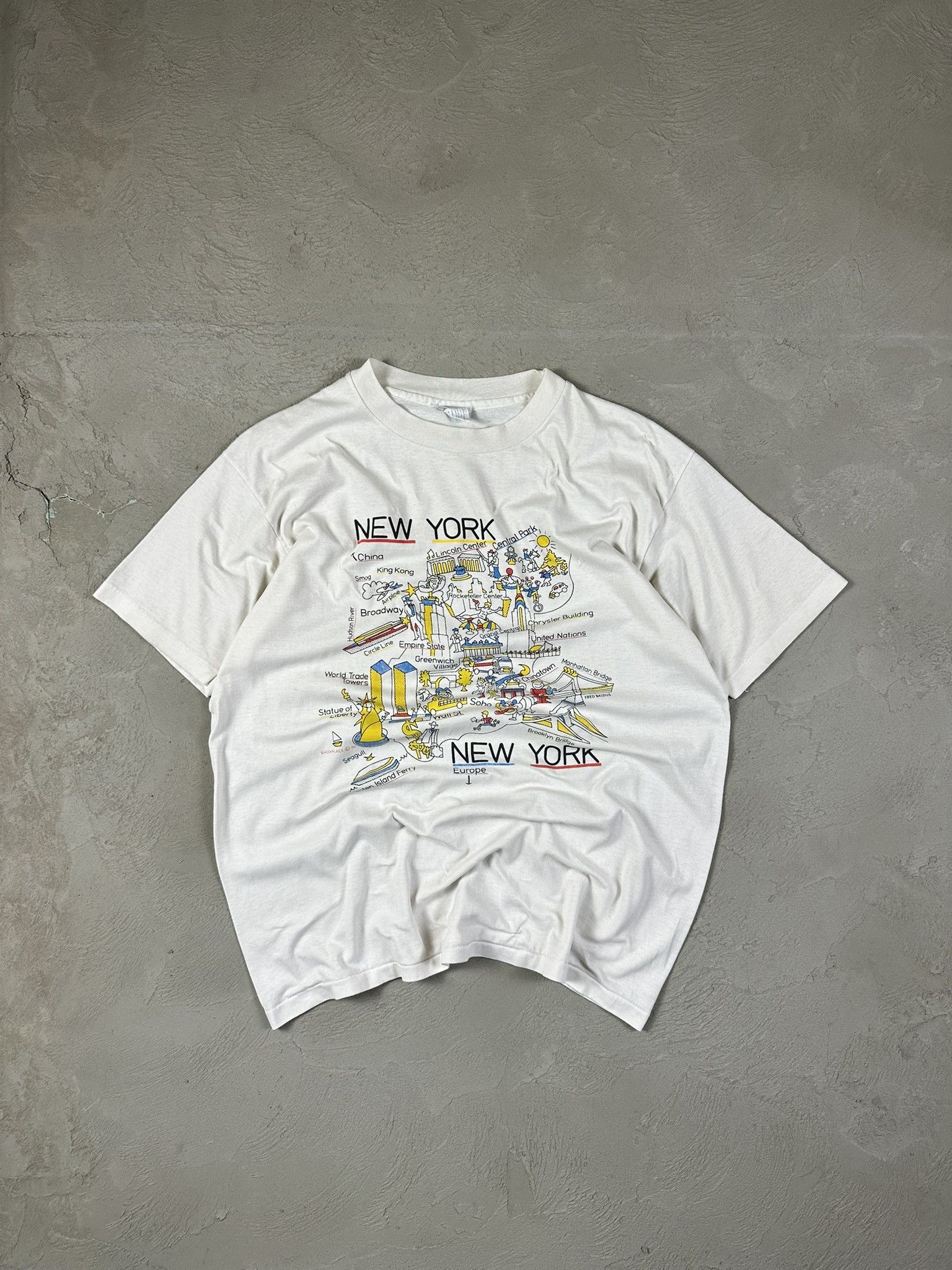 Hanes 80s Vintage New York City Map Graphic Singlestitch T-shirt Size US L / EU 52-54 / 3 - 1 Thumbnail