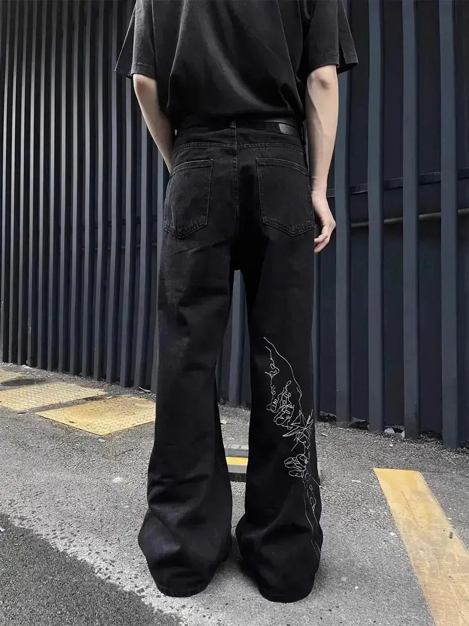 Japanese Brand Hand drawn embroidered straight leg jeans Size US 32 / EU 48 - 6 Thumbnail