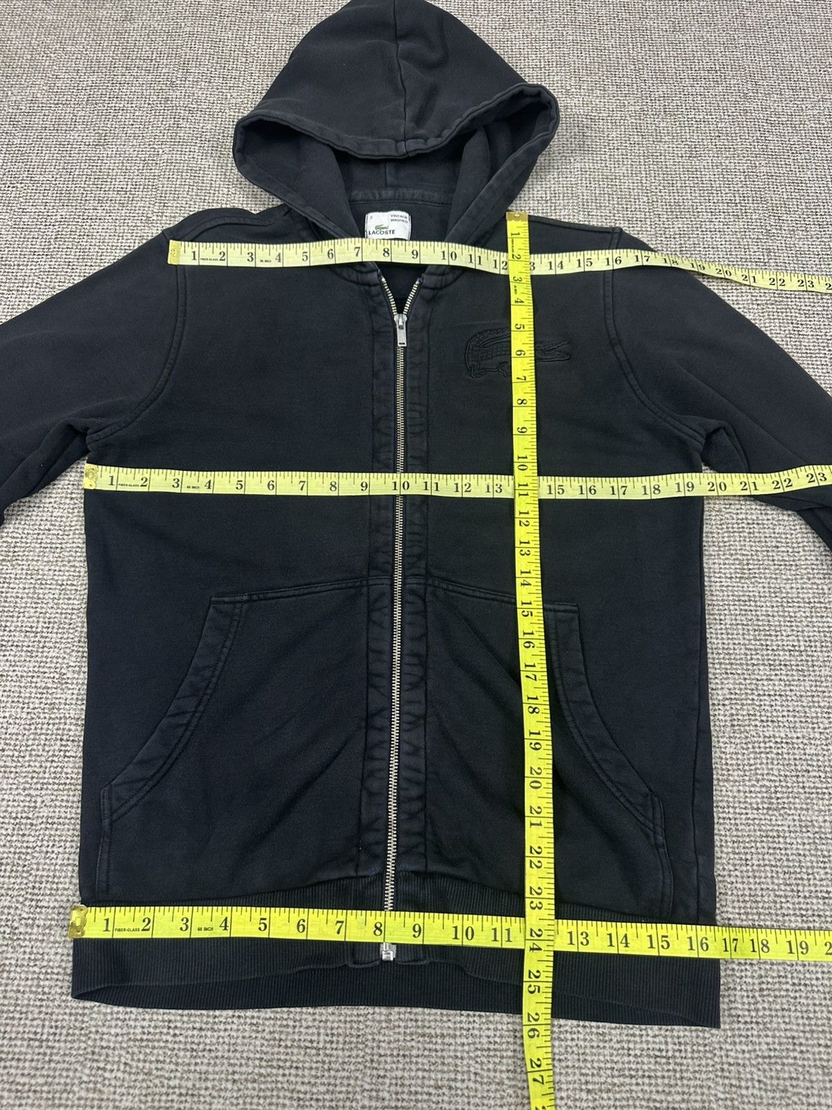 Lacoste Lacoste All Black Zipper Faded Washed Hoodie Z303 Size US M / EU 48-50 / 2 - 7 Thumbnail