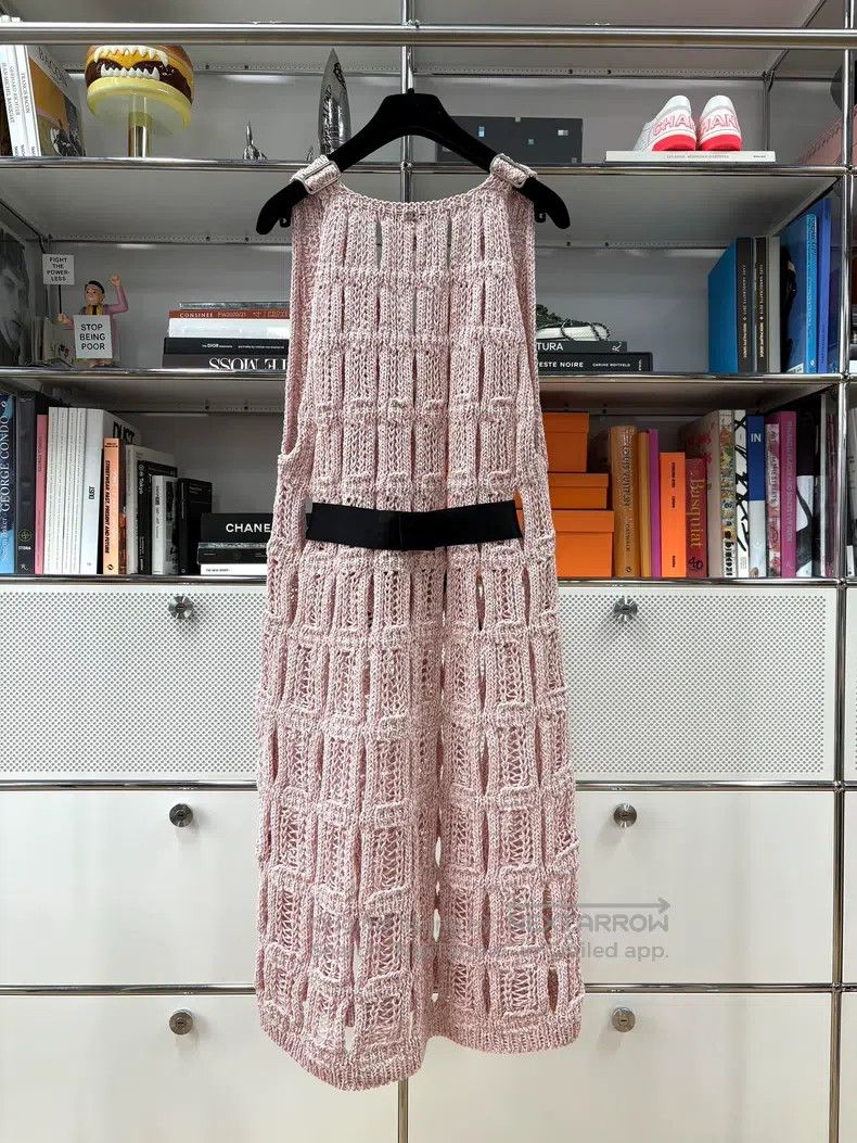 Chanel Chanel 25s pink hollow knitted bow belt dress Size XXS / US 00 / IT 34 - 2 Thumbnail