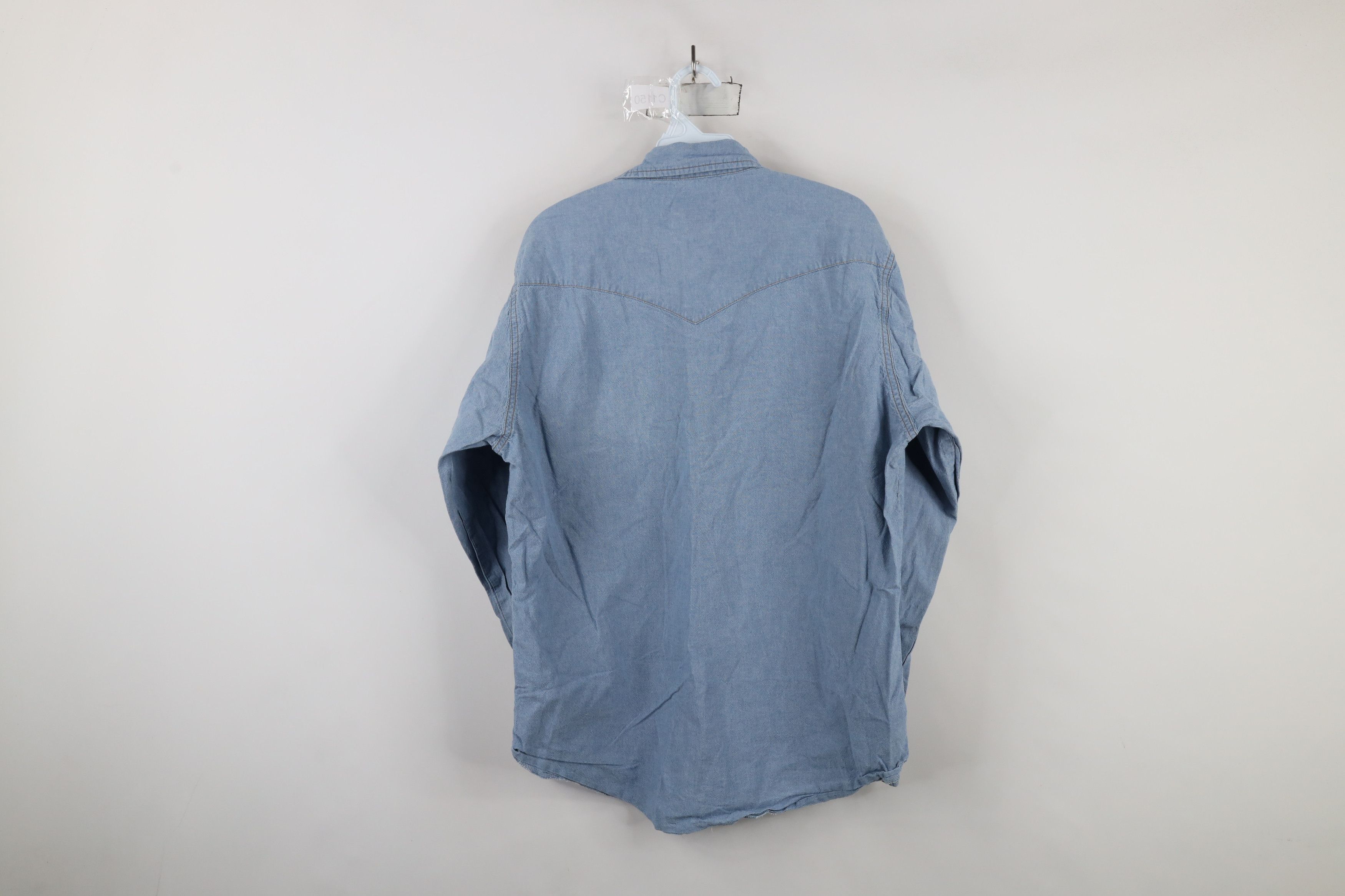 Vintage × Wrangler Vintage 90s Wrangler Chambray Cowboy Button Shirt Blue Size US L / EU 52-54 / 3 - 9 Thumbnail
