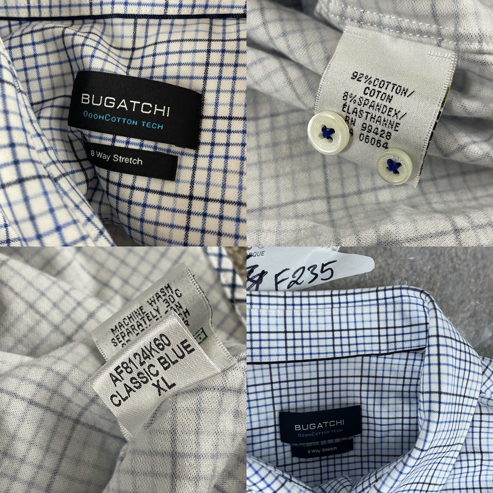 BUGATCHI VINTAGE Bugatchi Shirt Men XL 8 Way Stretch Blue Check Business Casual Button Up F235 Size US XL / EU 56 / 4 - 8 Thumbnail