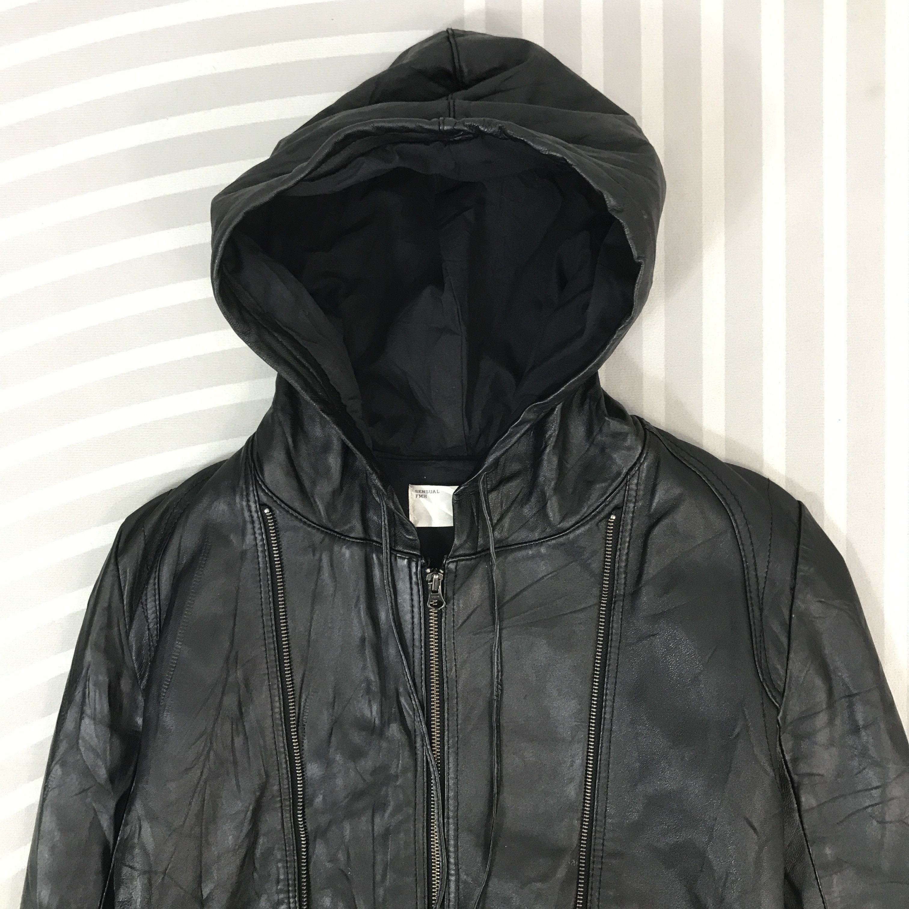 Japanese Brand × Leather × Vintage Sensual FMH Double zipper Leather Jacket hoodie design Size US M / EU 48-50 / 2 - 2 Thumbnail
