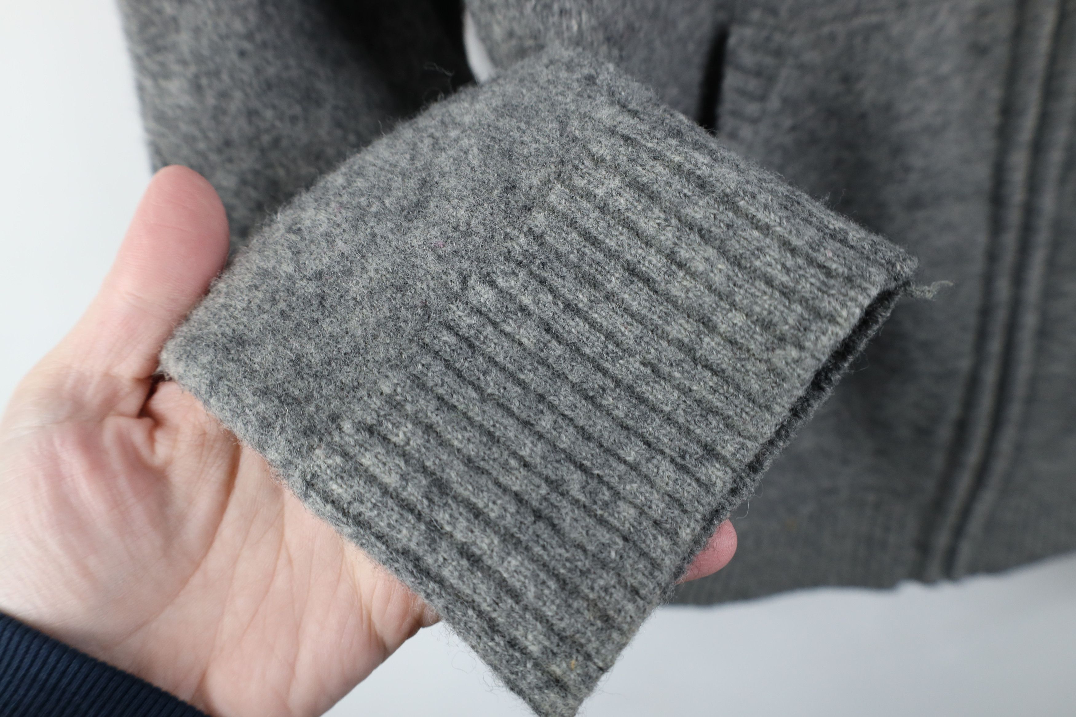 Gap Vintage 90s Gap Lambswool Knit Full Zip Hoodie Sweater Gray Size US L / EU 52-54 / 3 - 7 Thumbnail